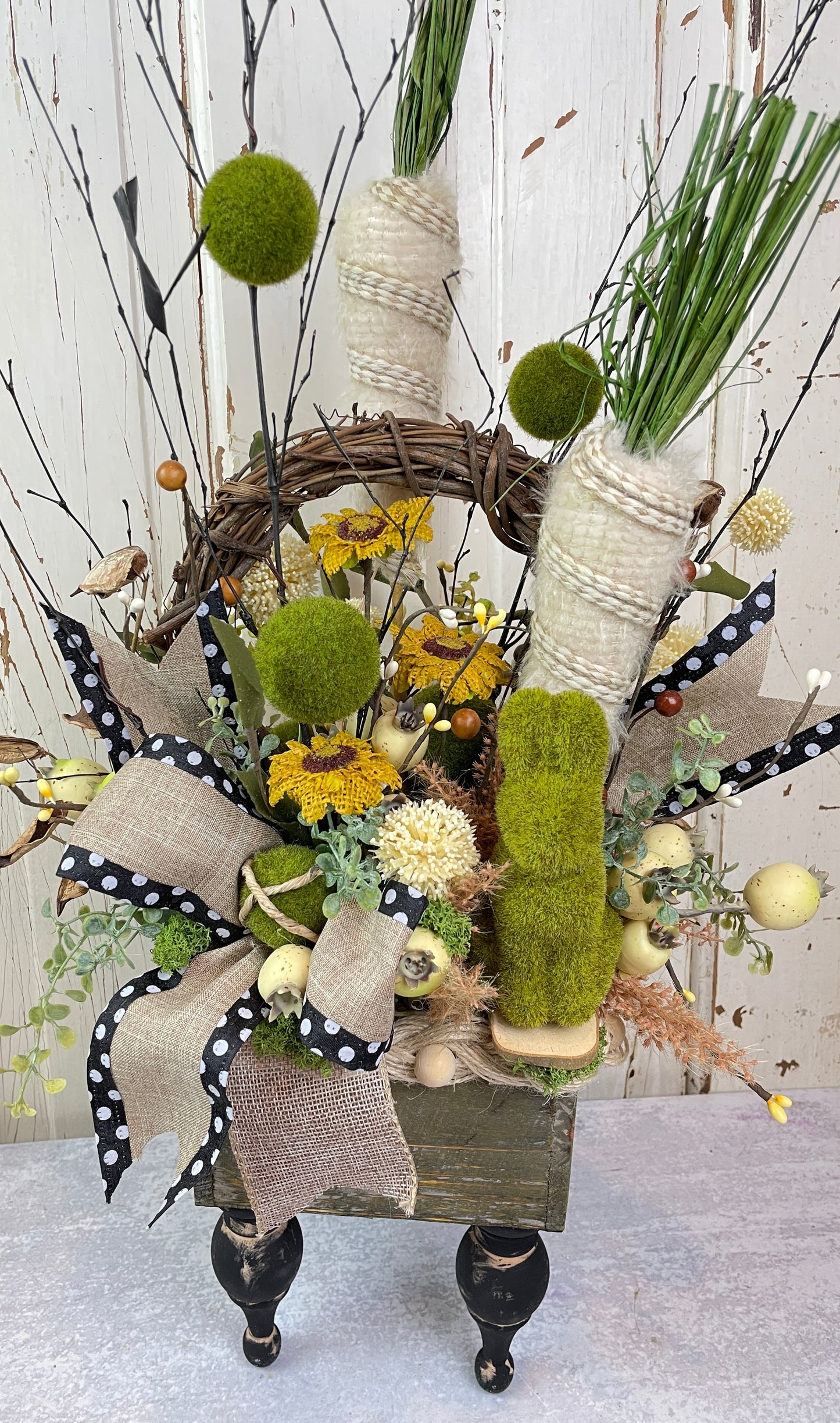 Farmhouse Bunny and Carrots Centerpiece