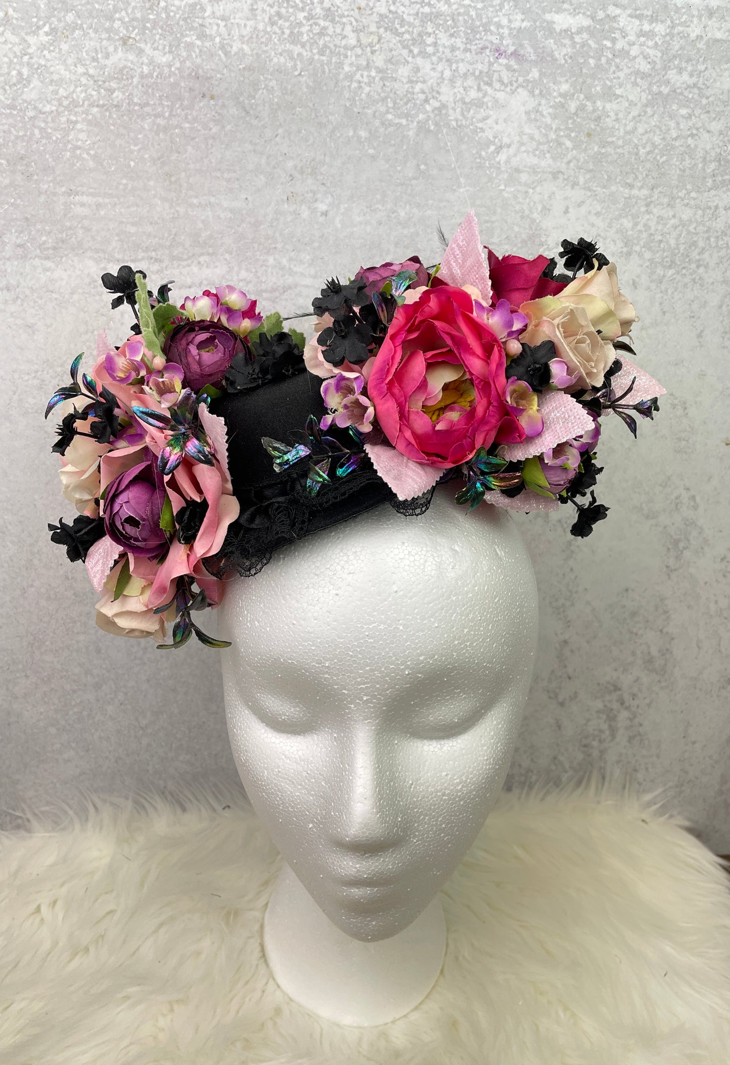 Floral Fascinator with Pink Roses
