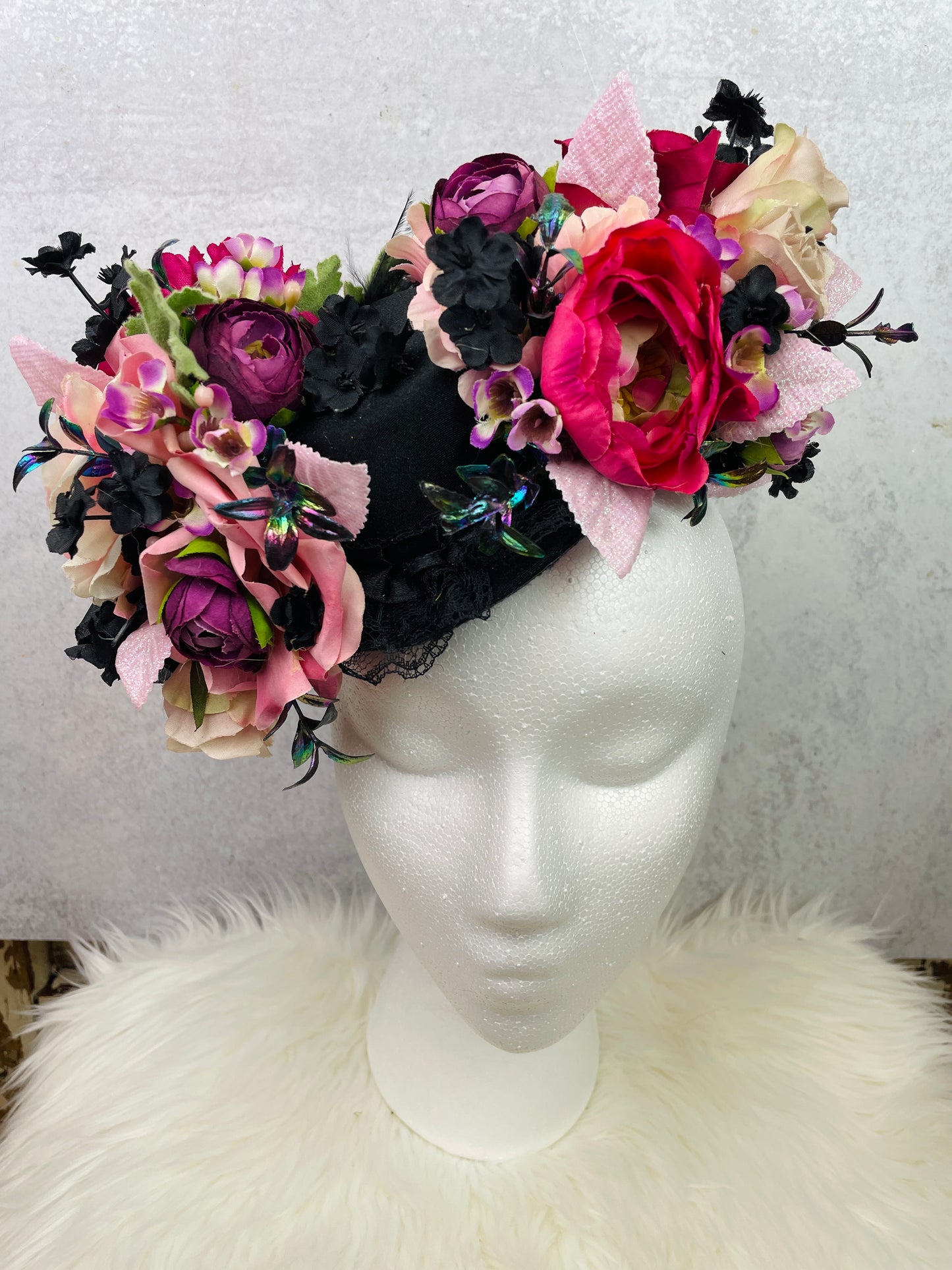 Floral Fascinator with Pink Roses