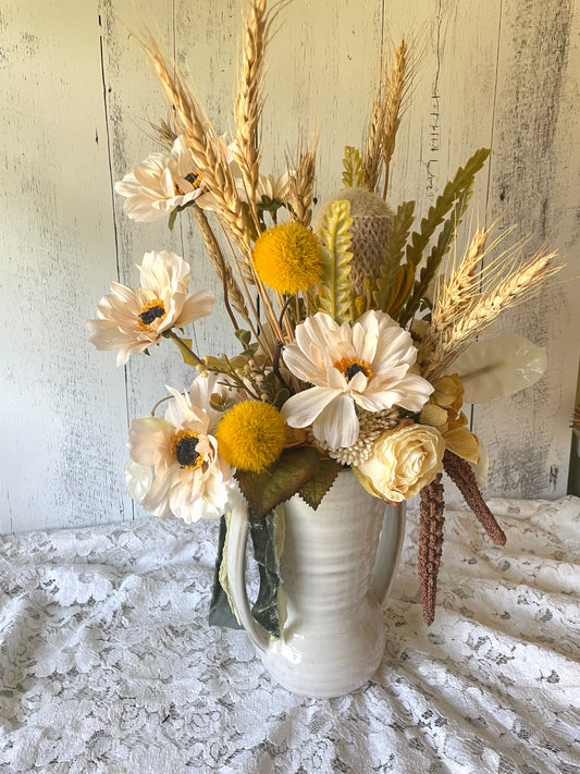 Dried flowers and protea flower arrangement