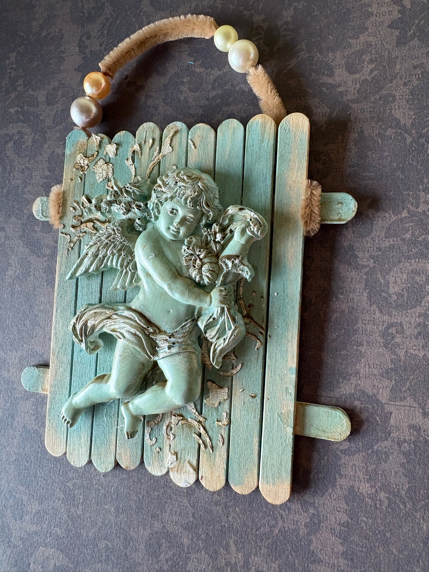 Cherub Wall Art — Celestial Mixed-Media Decor