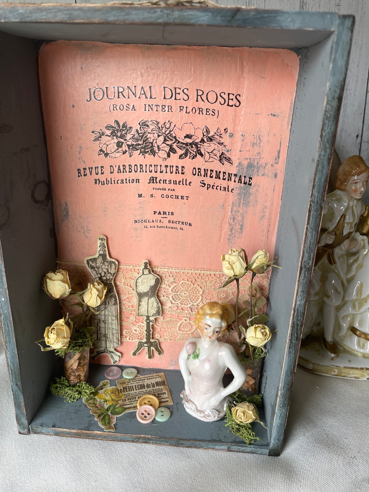 Mixed media collage decor with french style images