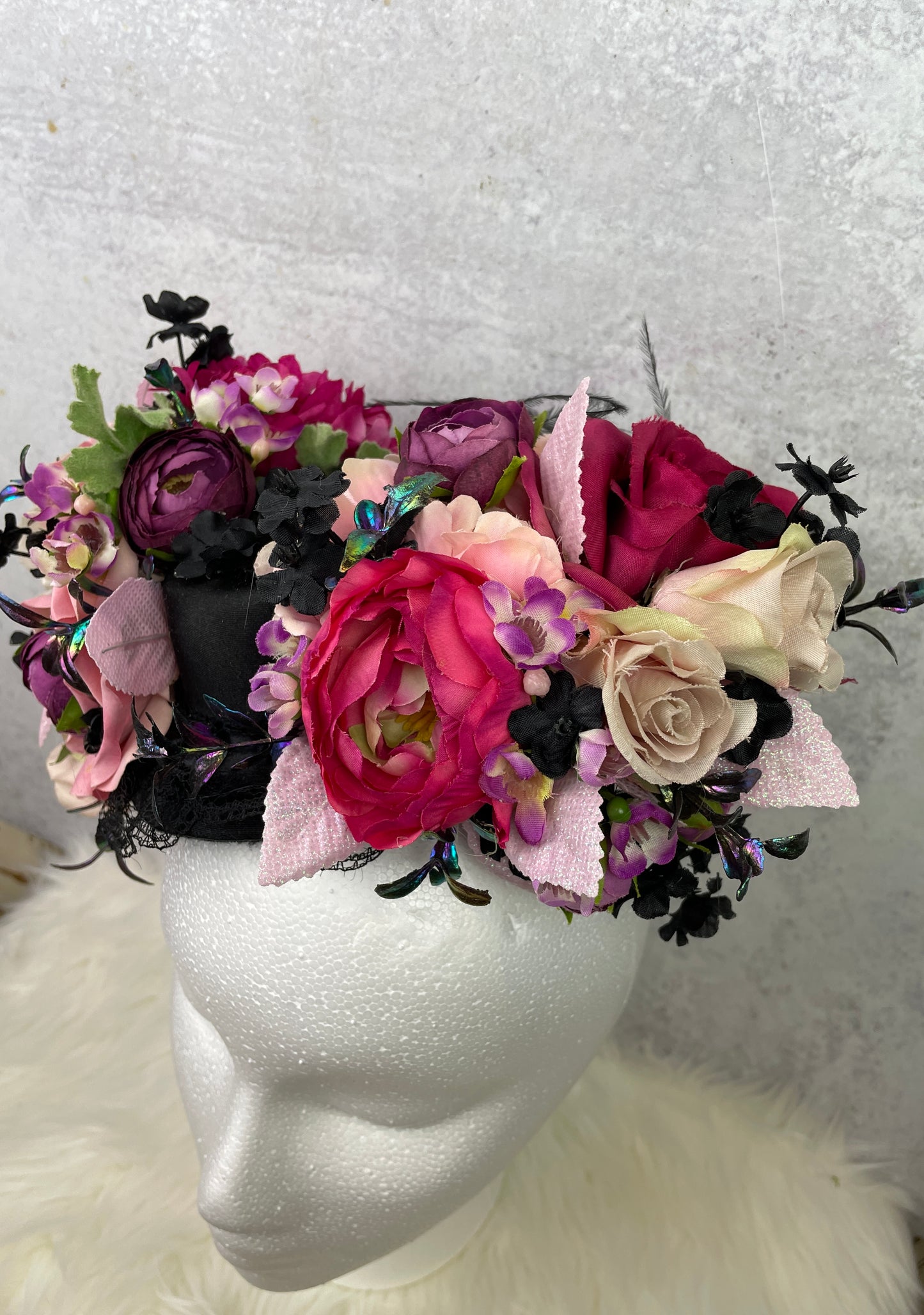 Floral Fascinator with Pink Roses