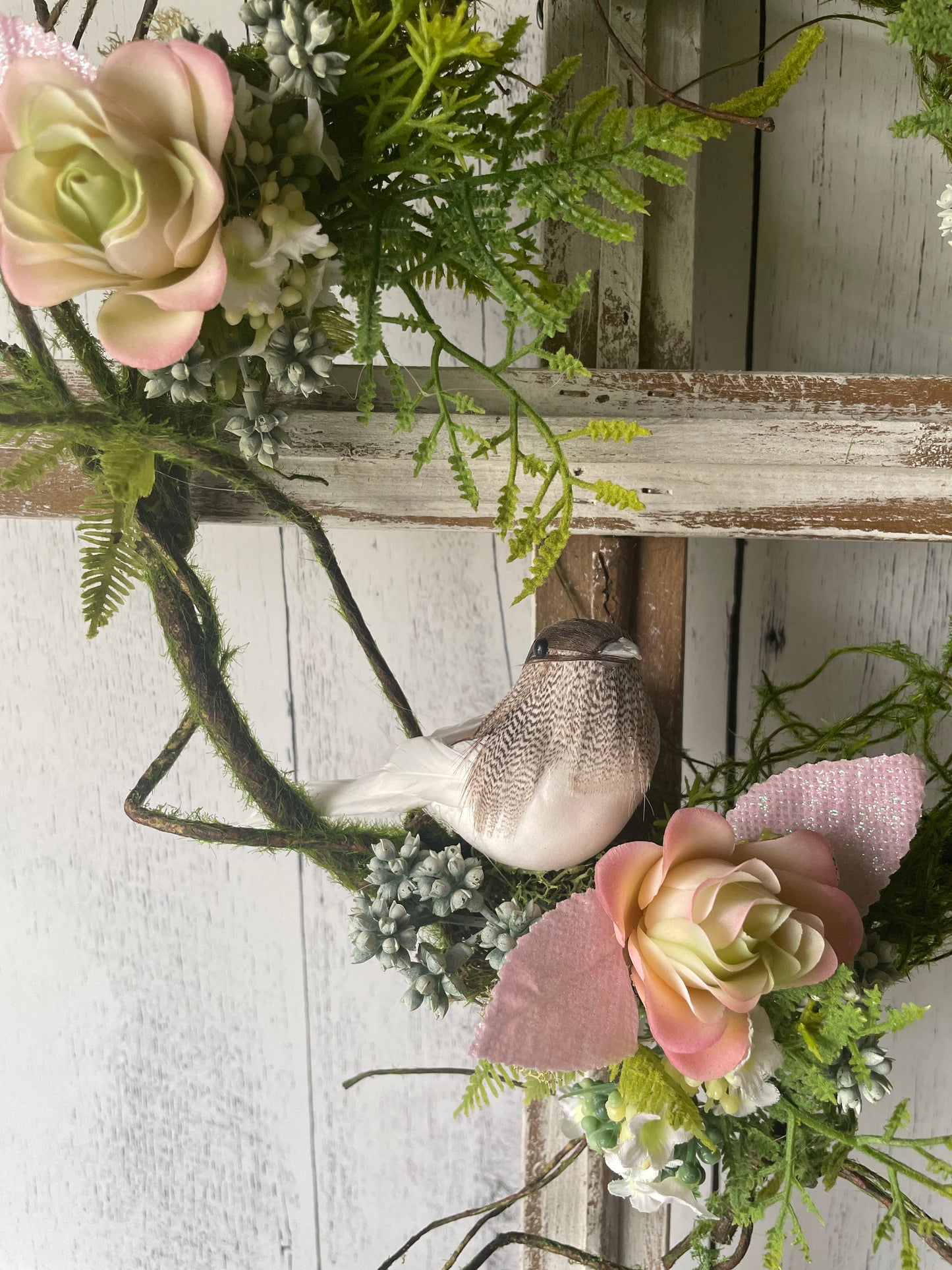 Rustic Wooden Cross Wall Hanging with Faux Succulents and Vines – Cottage Style Sympathy or Home Décor