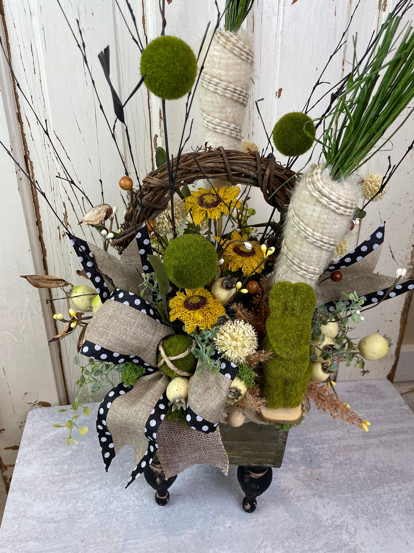Farmhouse Bunny and Carrots Centerpiece