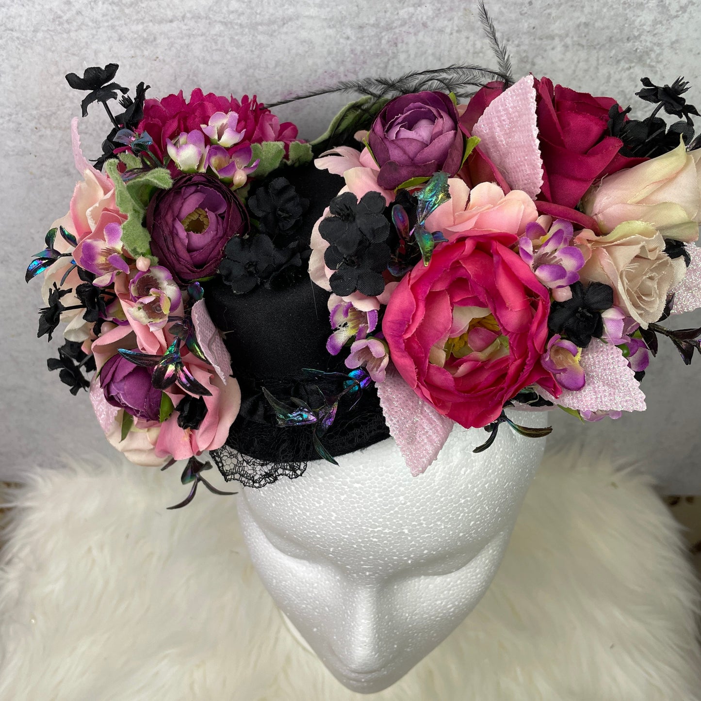 Floral Fascinator with Pink Roses