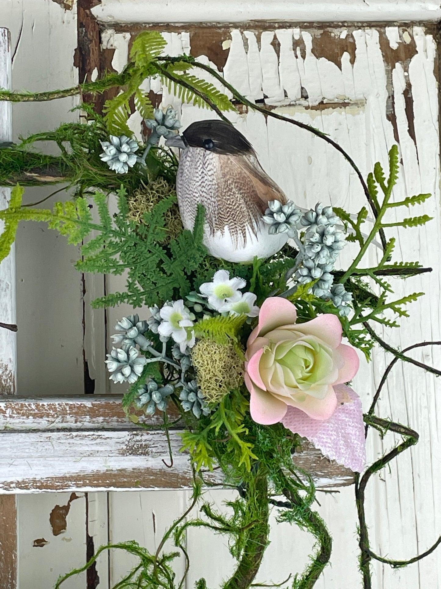 Rustic Wooden Cross Wall Hanging with Faux Succulents and Vines – Cottage Style Sympathy or Home Décor