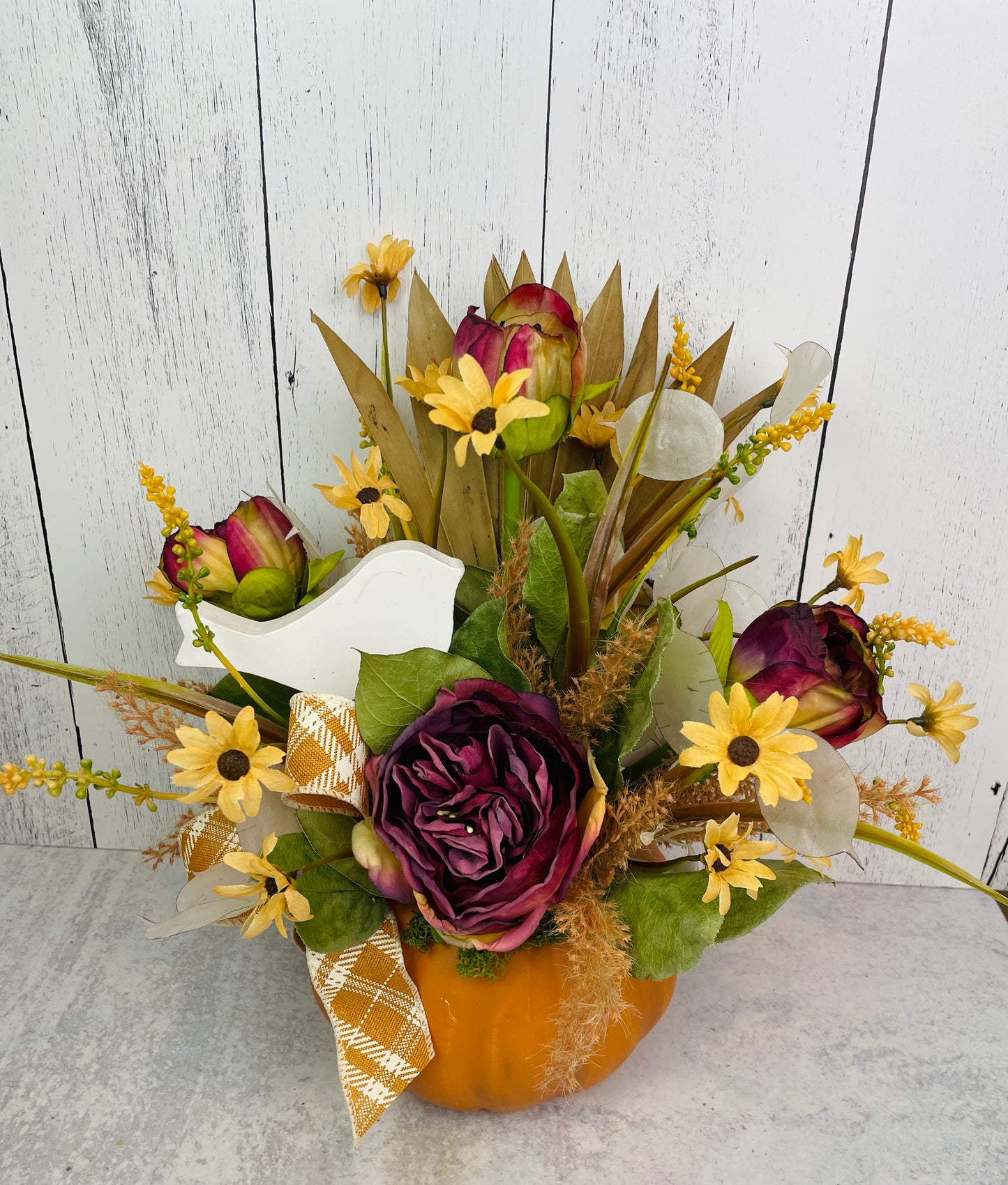 Fall Floral Arrangement in Pumpkin Container