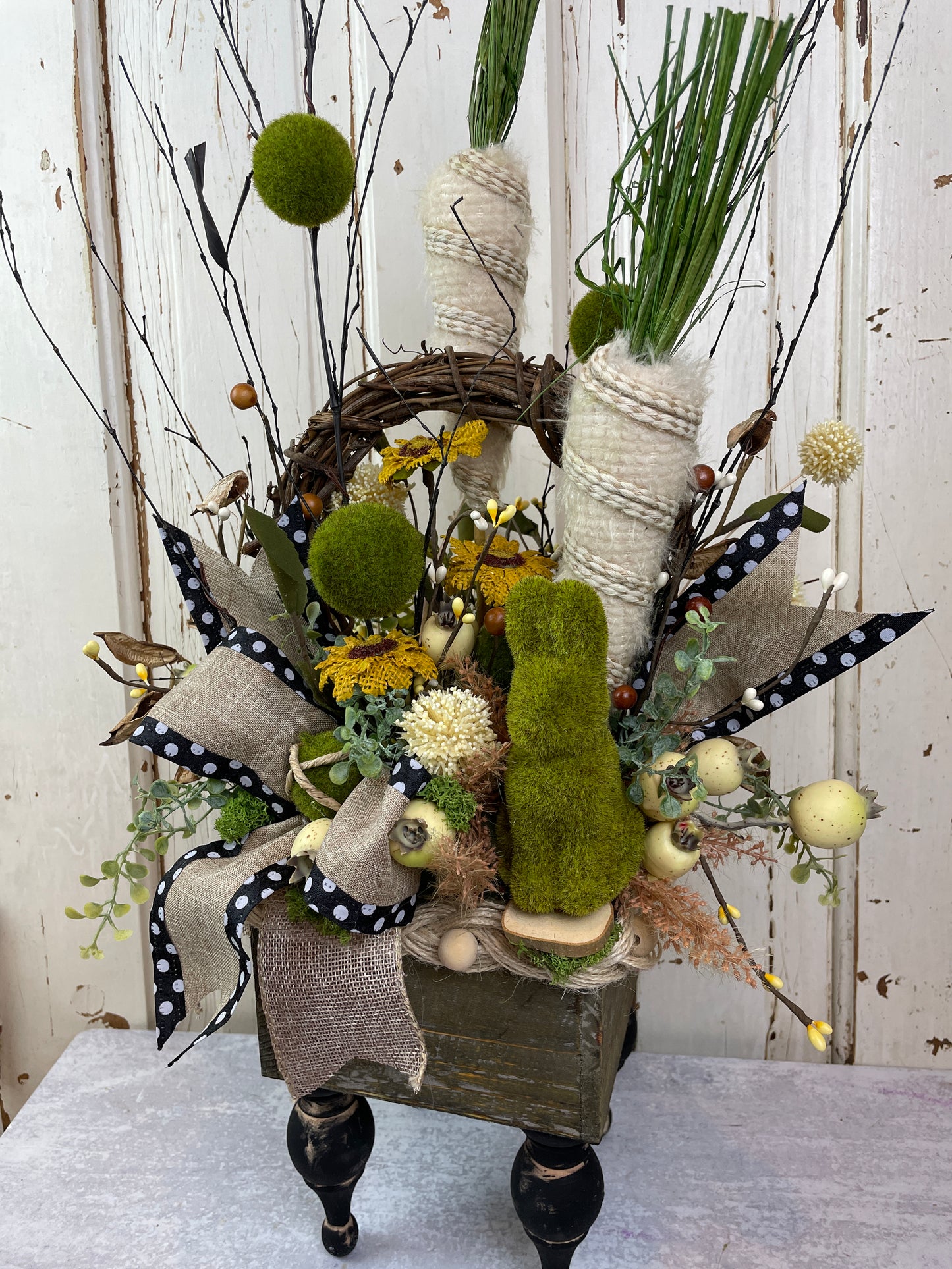 Farmhouse Bunny and Carrots Centerpiece