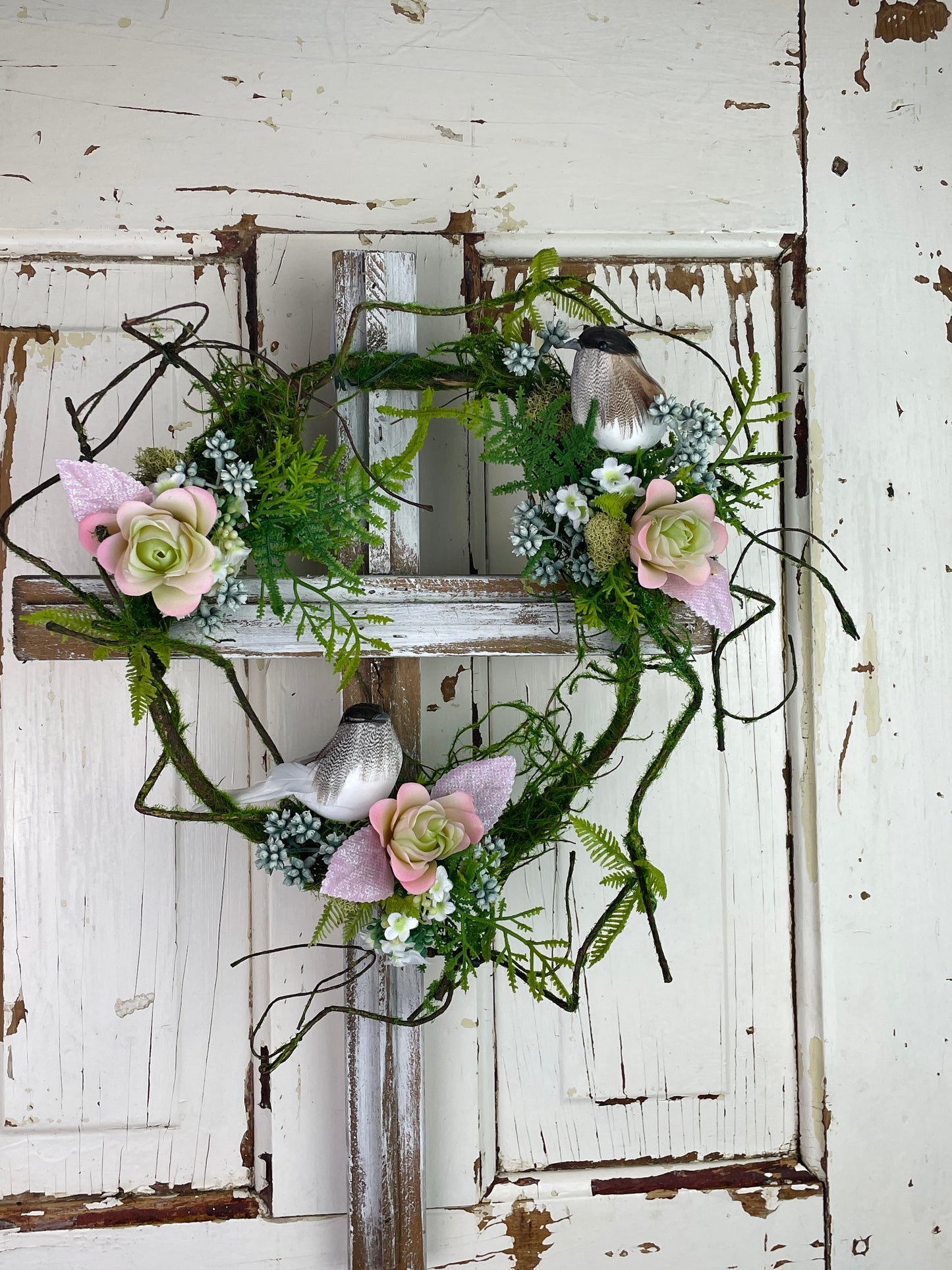 Rustic Wooden Cross Wall Hanging with Faux Succulents and Vines – Cottage Style Sympathy or Home Décor