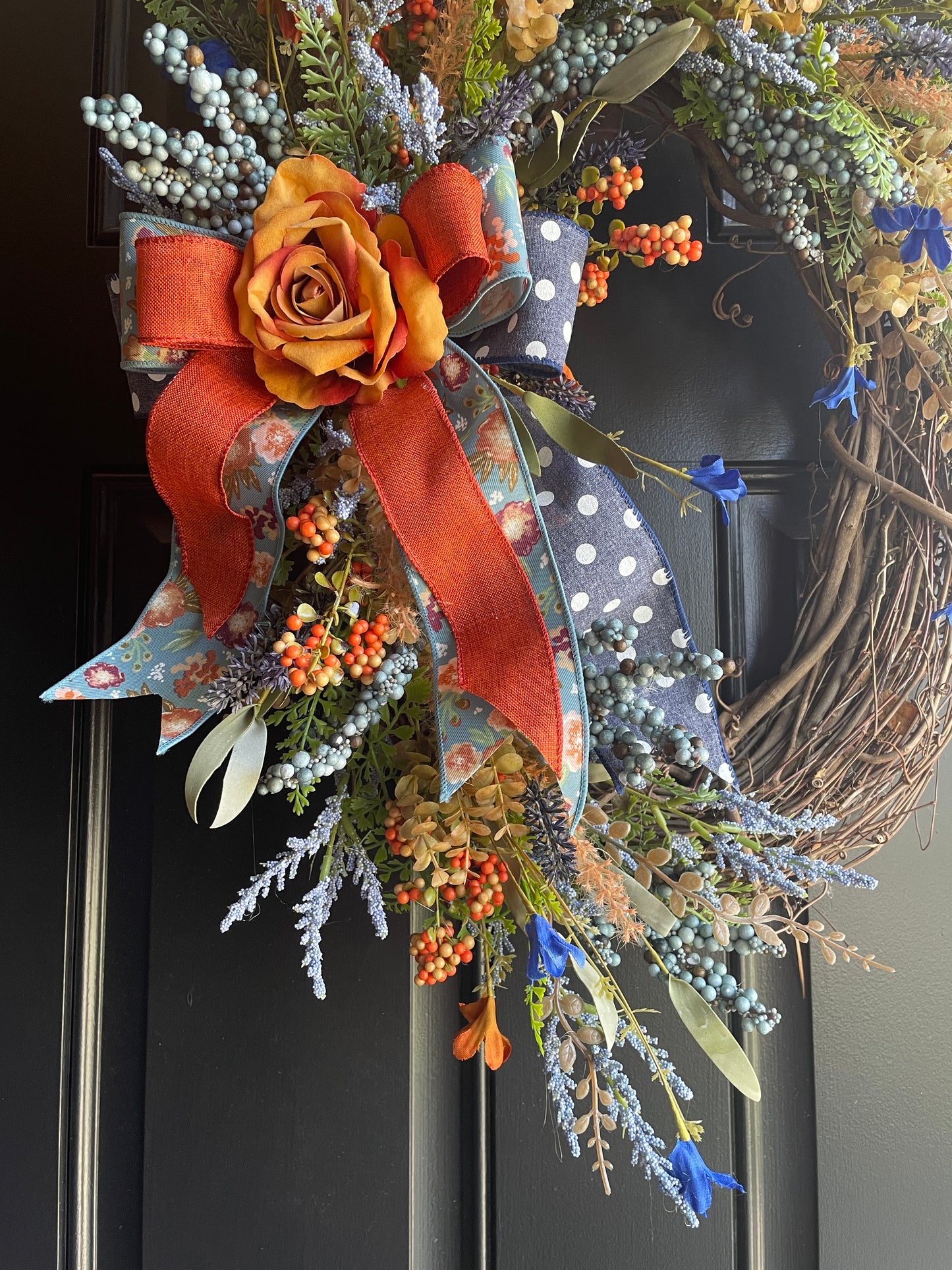 Blue and Orange Fall Wreath