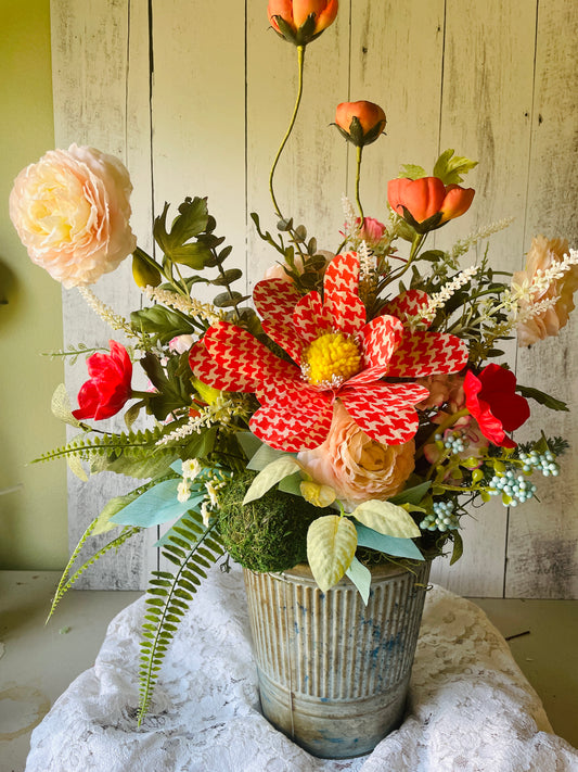 Whimsical Silk Flower Garden Arrangement – Bright Faux Floral Centerpiece