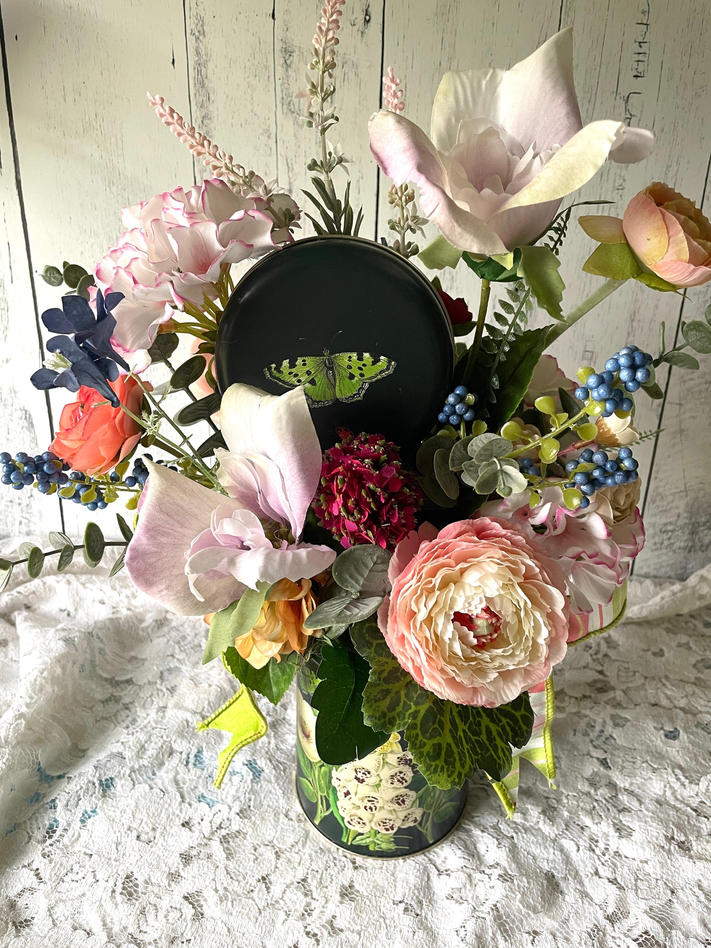 Butterfly Garden Faux Floral Arrangement – Silk Luxury Spring Flowers