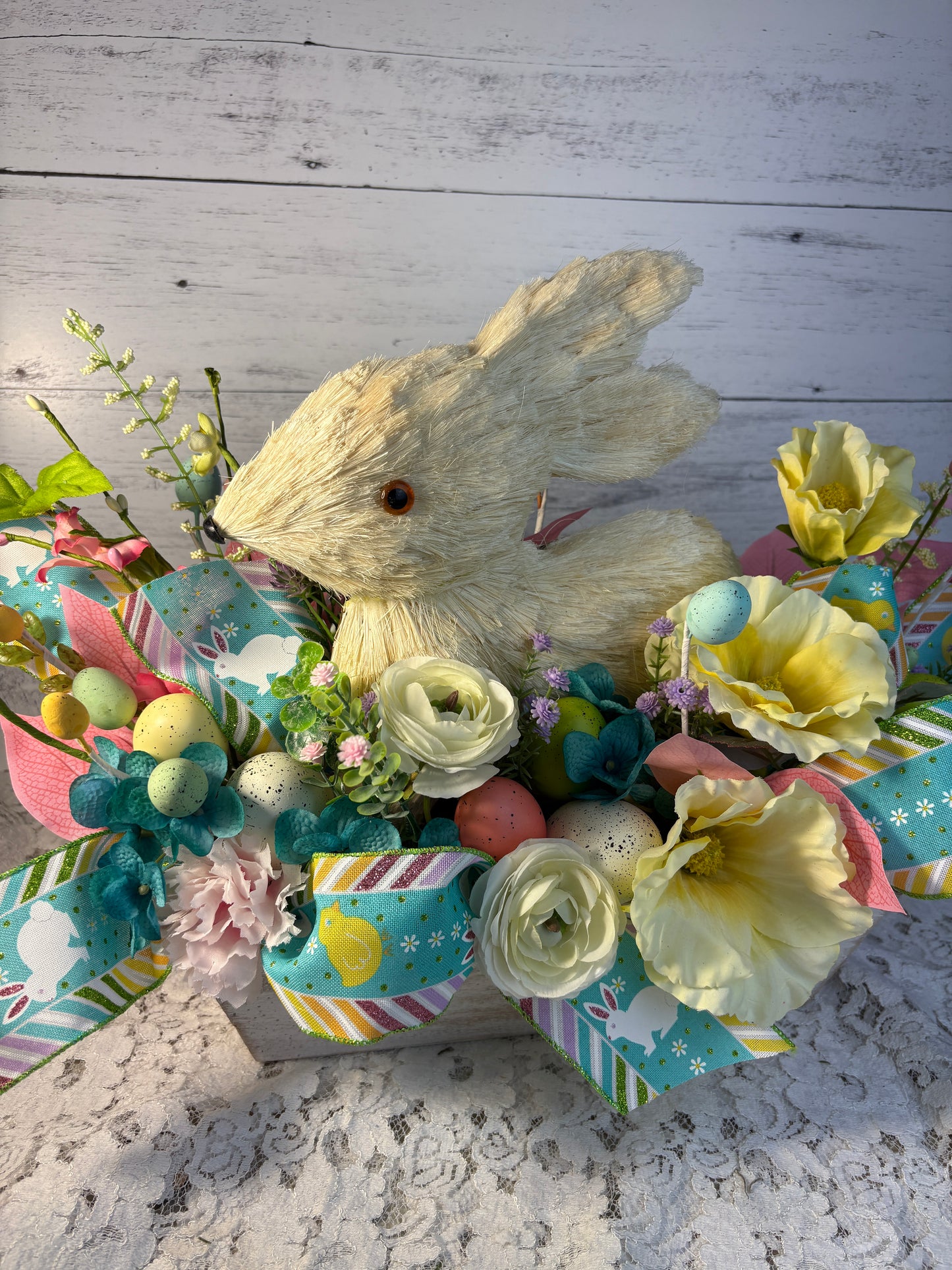 Whimsical Bunny & Floral Spring Centerpiece