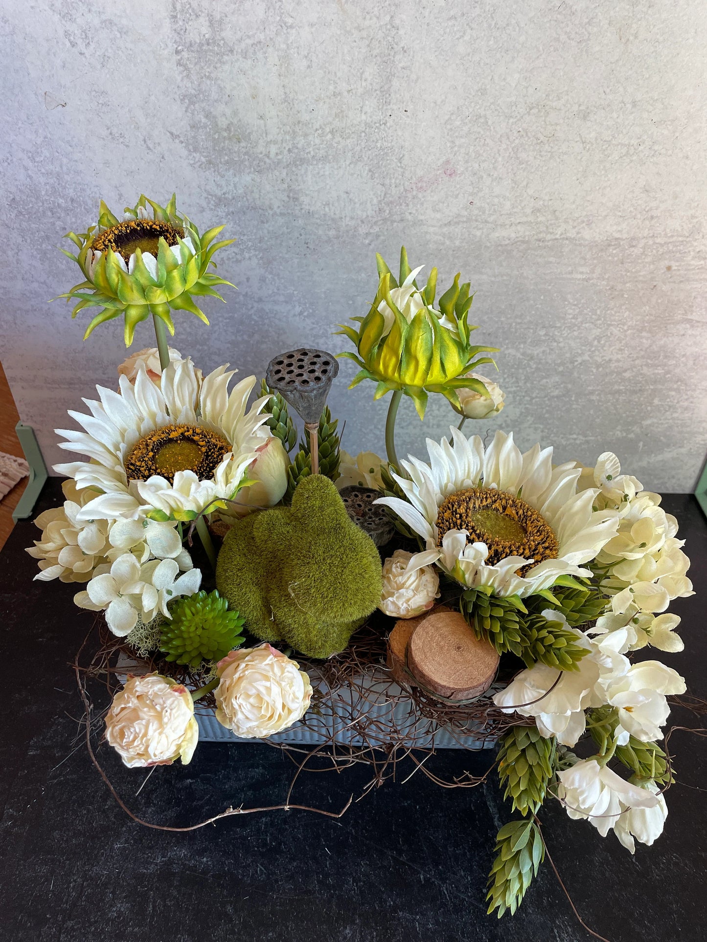 Sunflower and Bunny silk floral