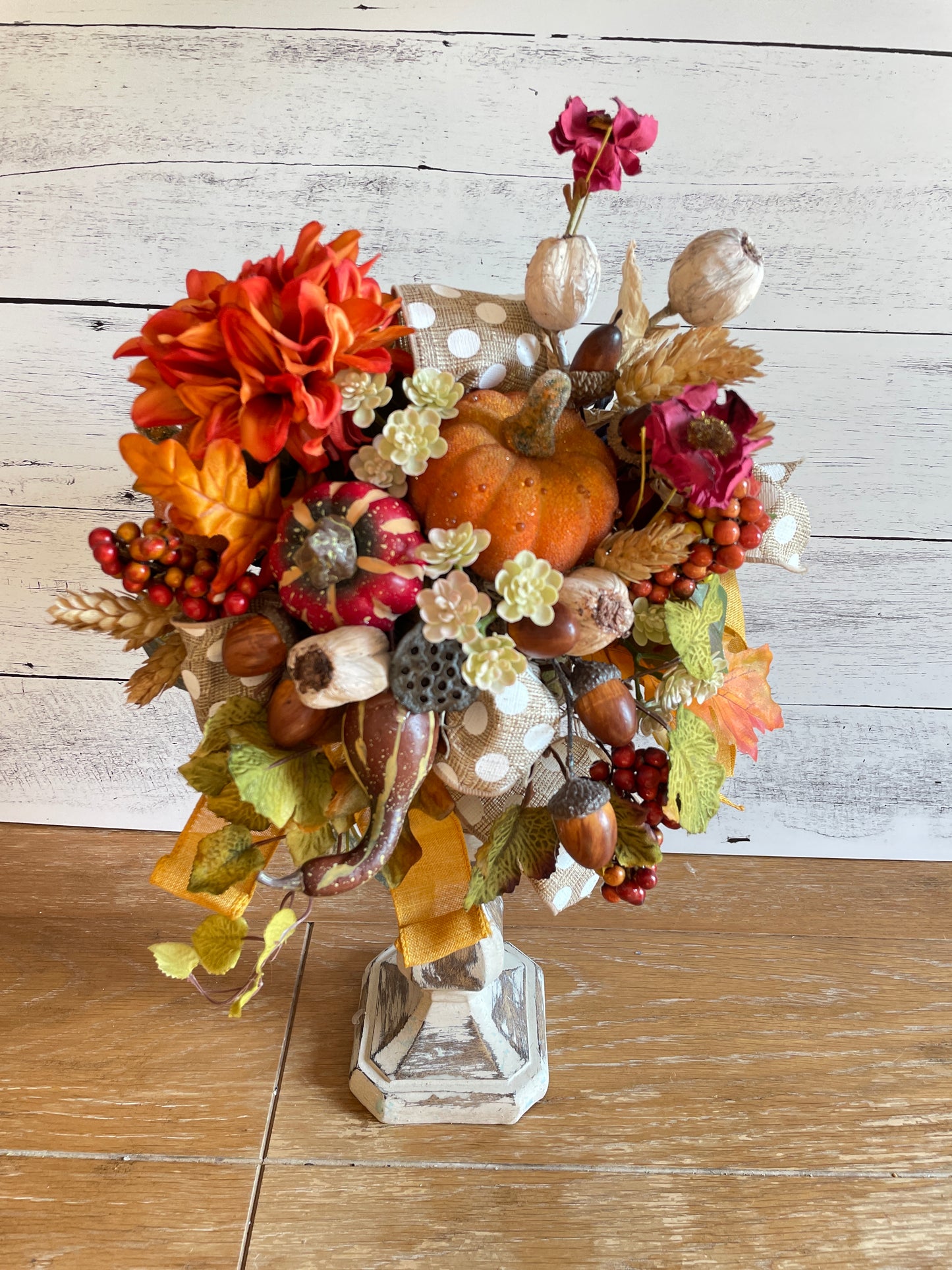 Fall table decor candlestick