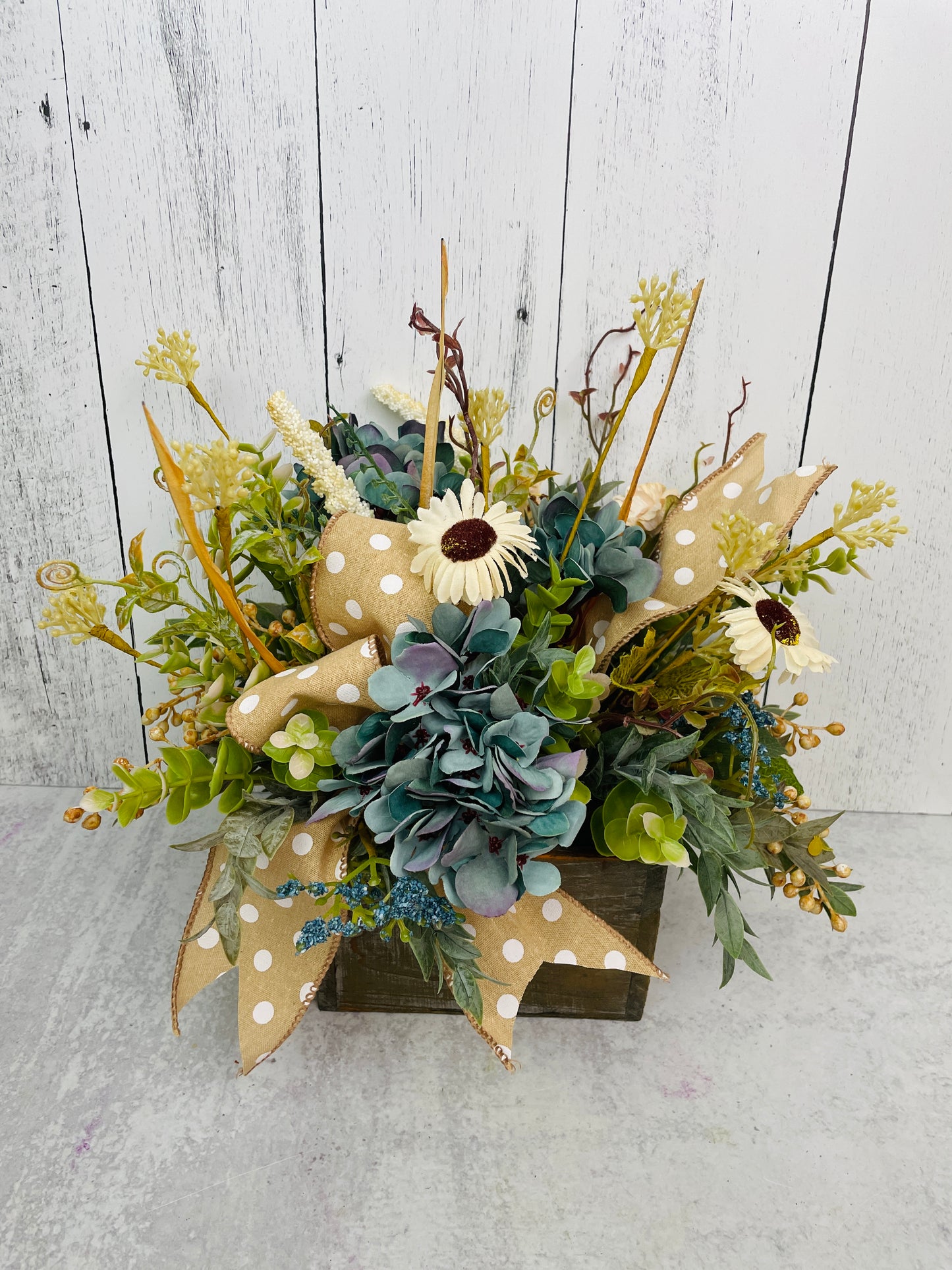 Blue  Fall centerpiece, Thanksgiving decor