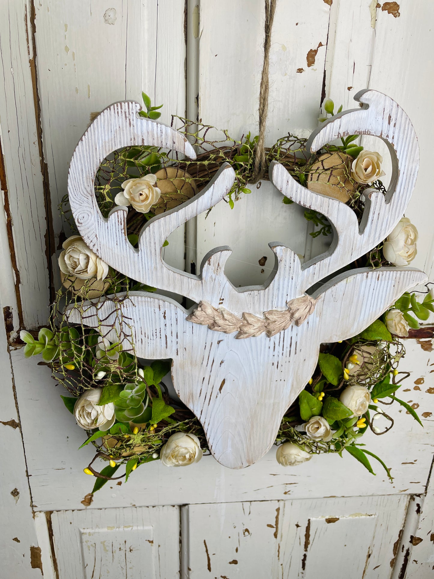 Woodland Deer Wreath with Flowers