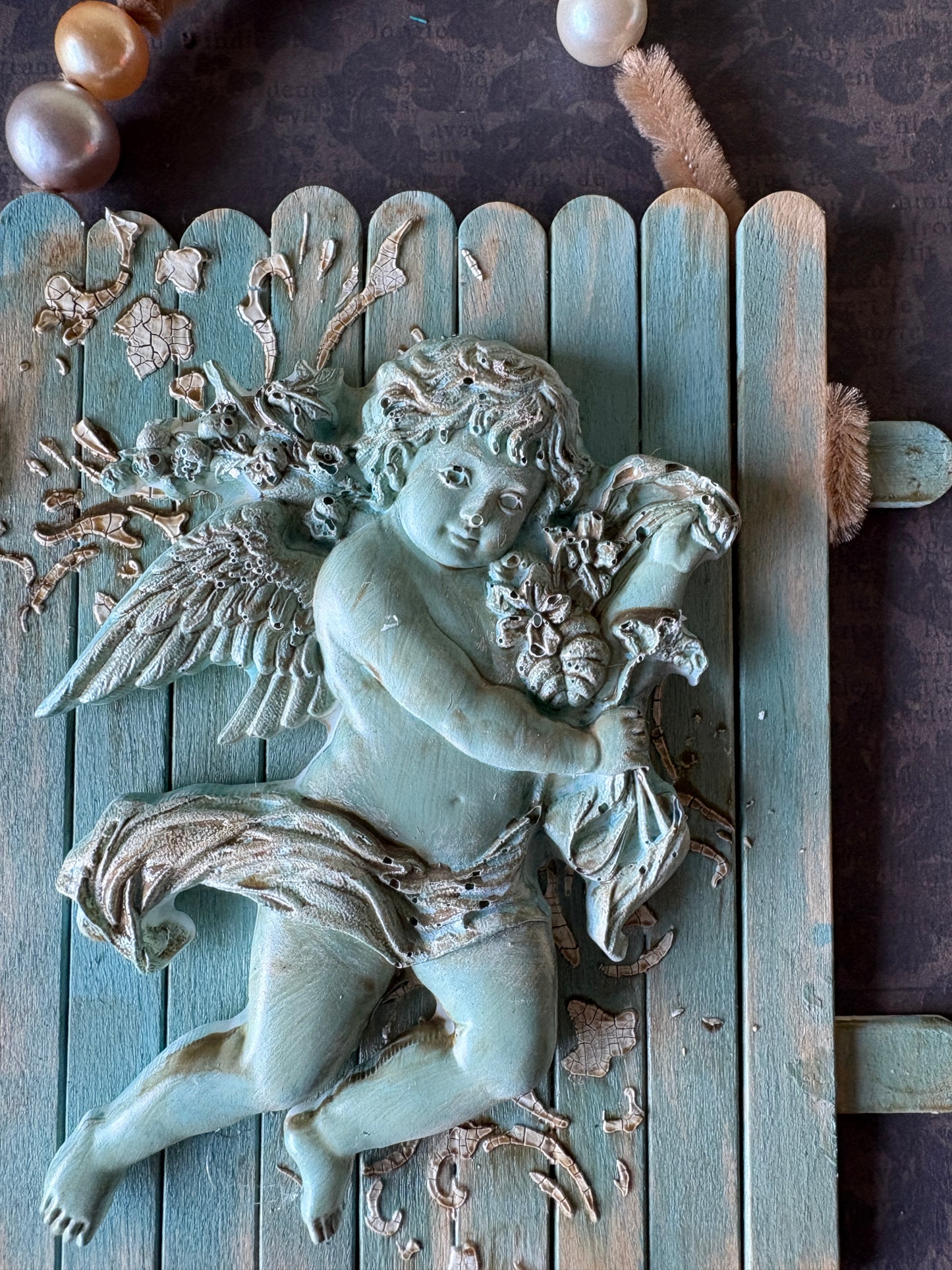 Cherub Wall Art — Celestial Mixed-Media Decor