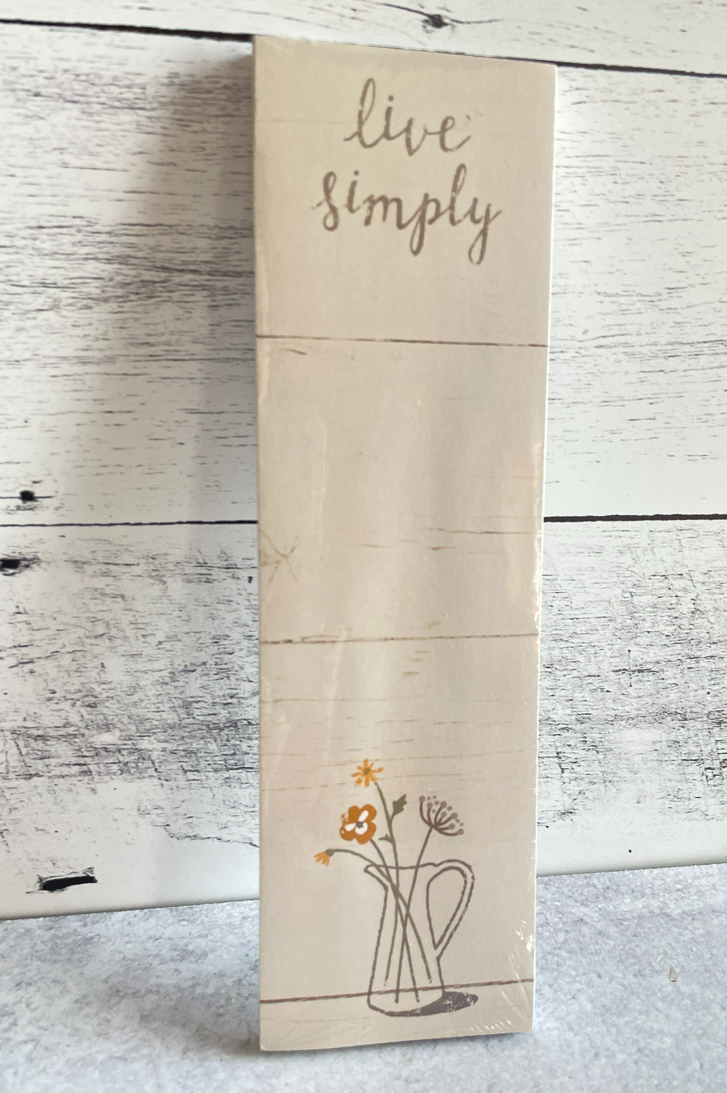 'Live Simply' Vase with florals notepad