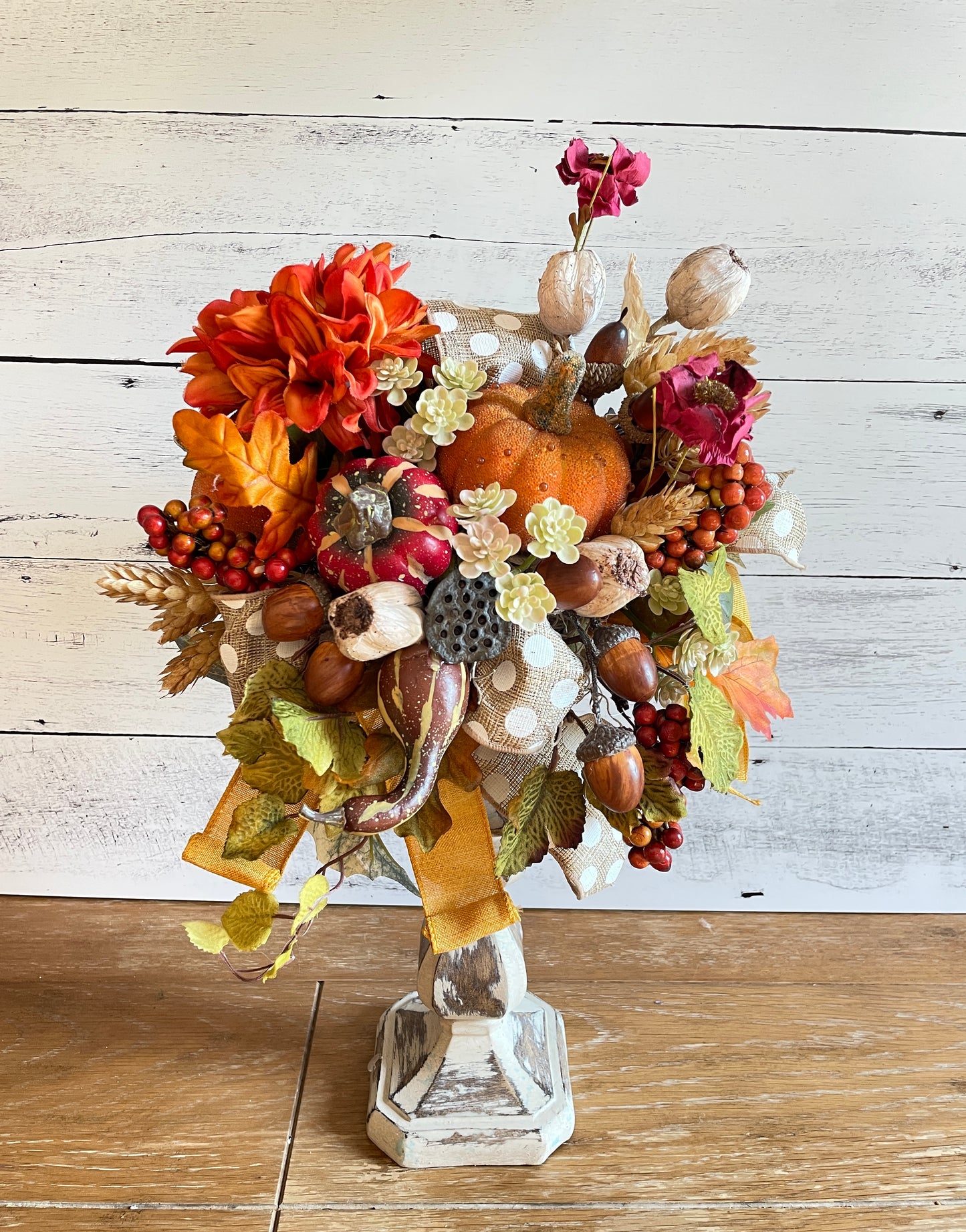 Fall table decor candlestick