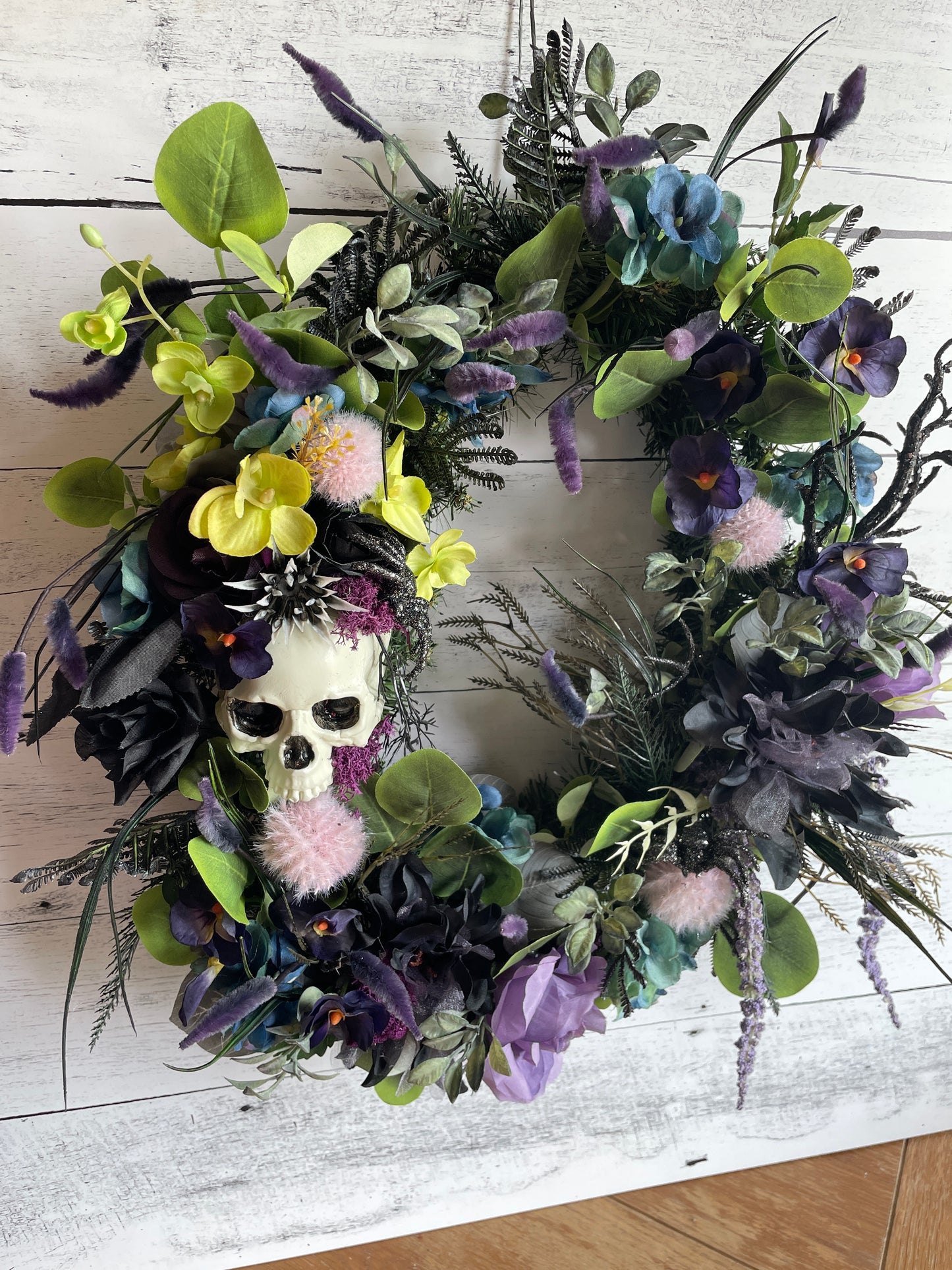 Halloween Wreath for Indoors with Skeleton