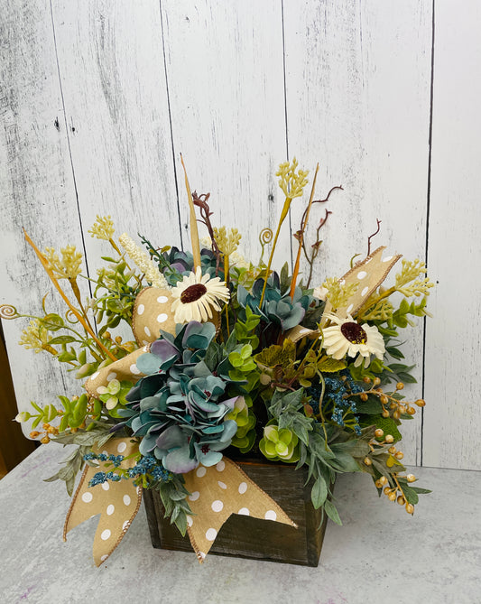 Blue  Fall centerpiece, Thanksgiving decor