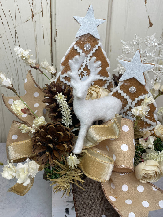 Rustic Deer and Gingerbread Arrangement