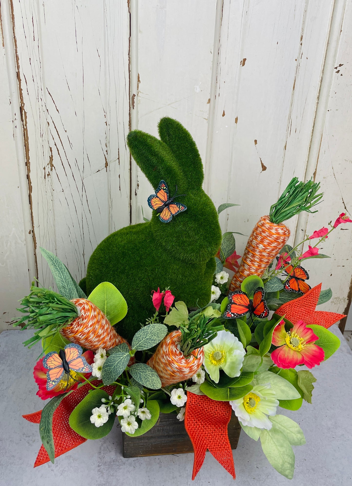 Garden Bunny with florals and carrots