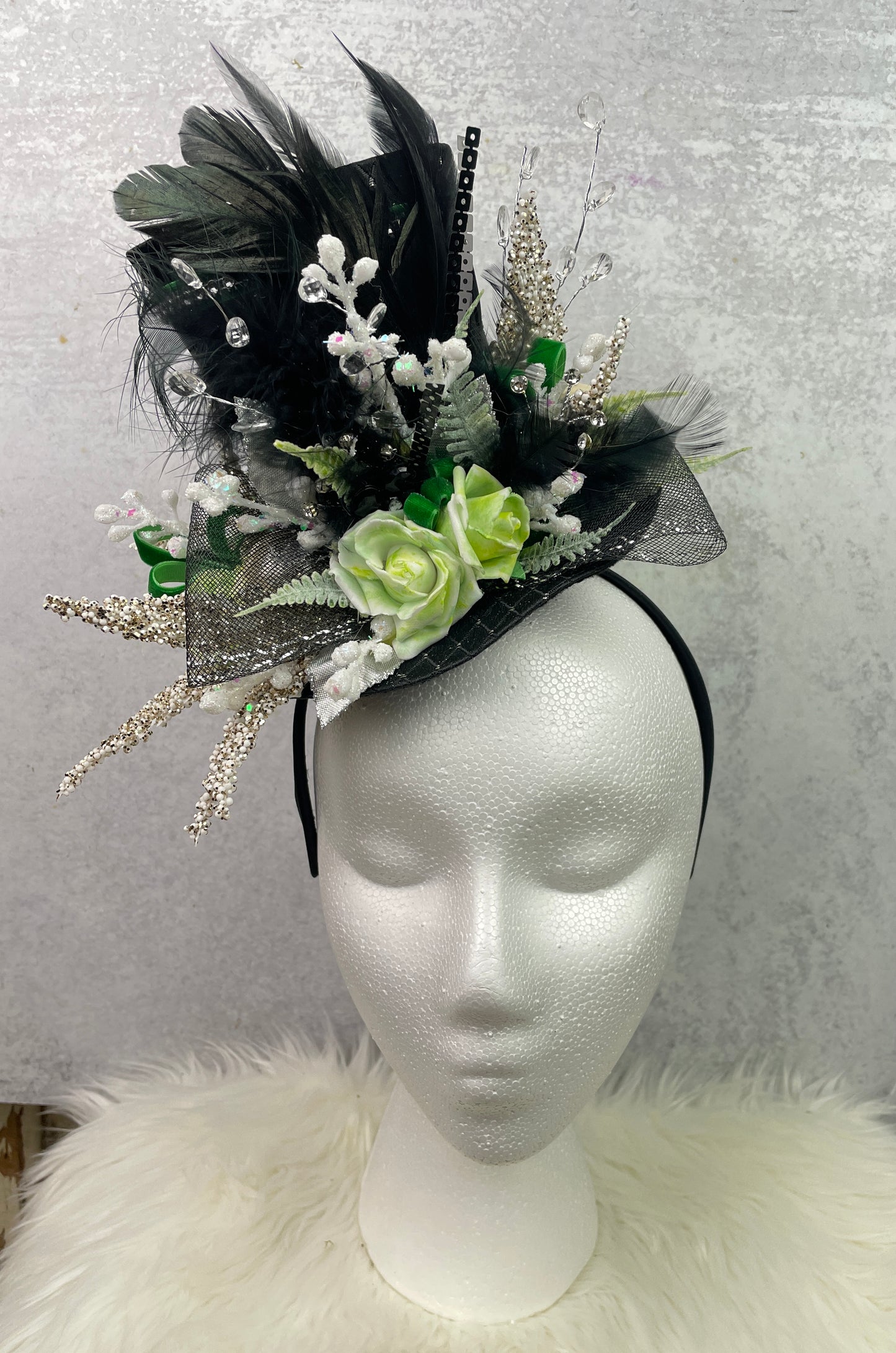 Floral Fascinator with Green Elegance