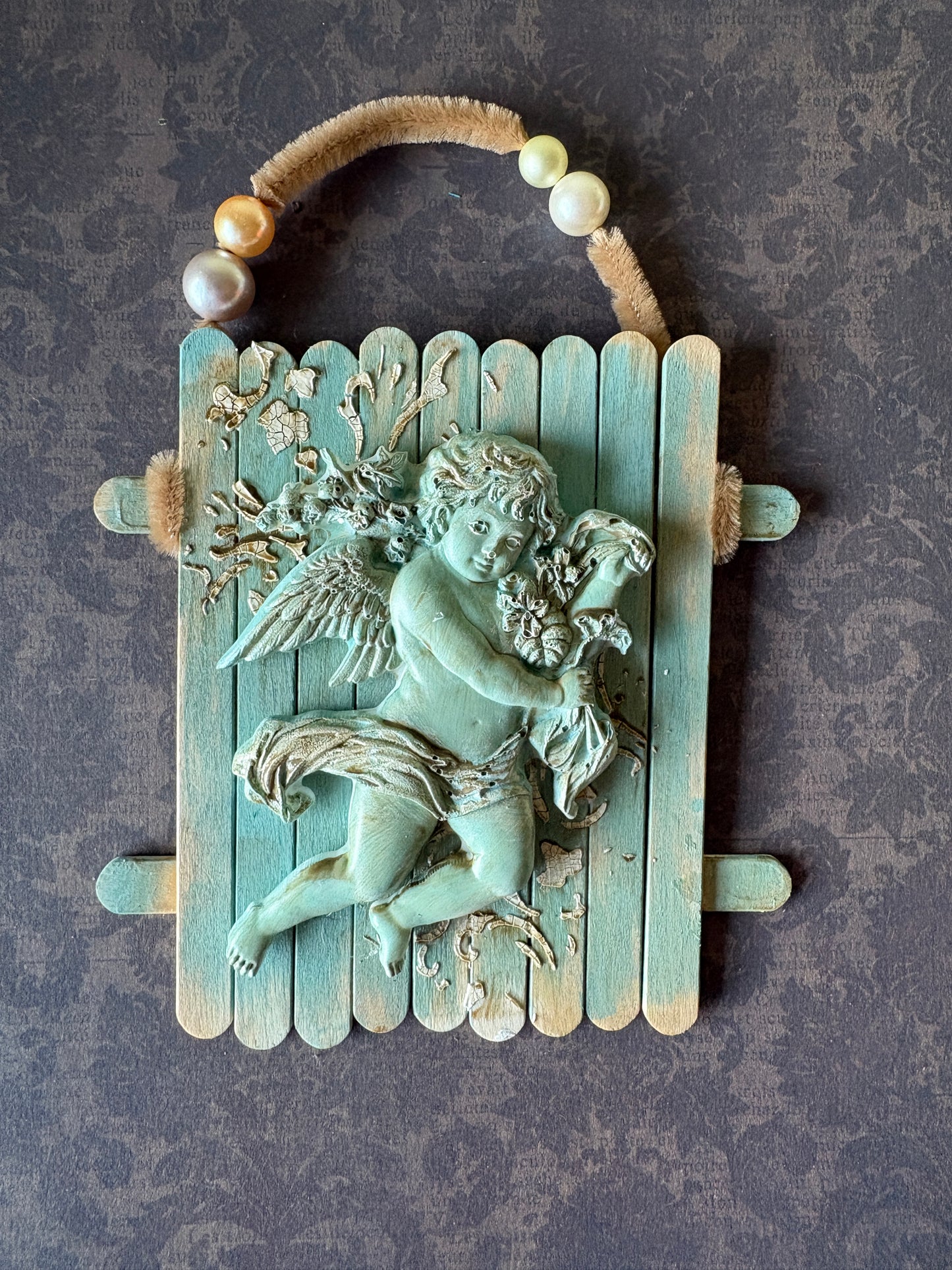 Cherub Wall Art — Celestial Mixed-Media Decor
