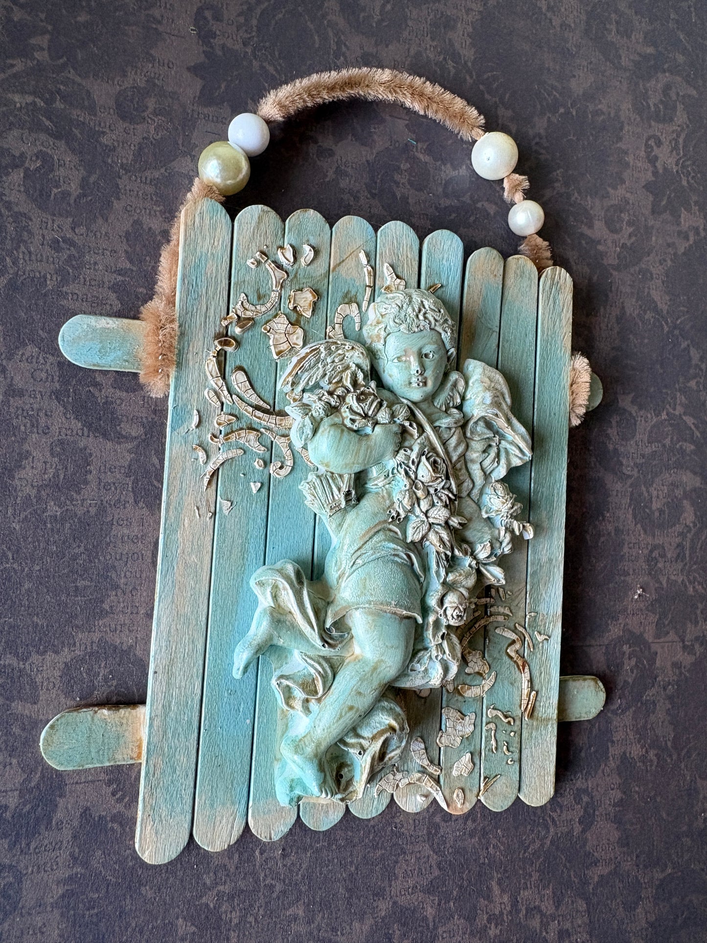 Cherub Wall Art — Celestial Mixed-Media Decor