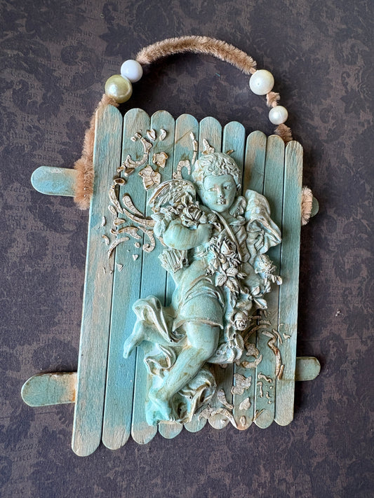 Cherub Wall Art — Celestial Mixed-Media Decor