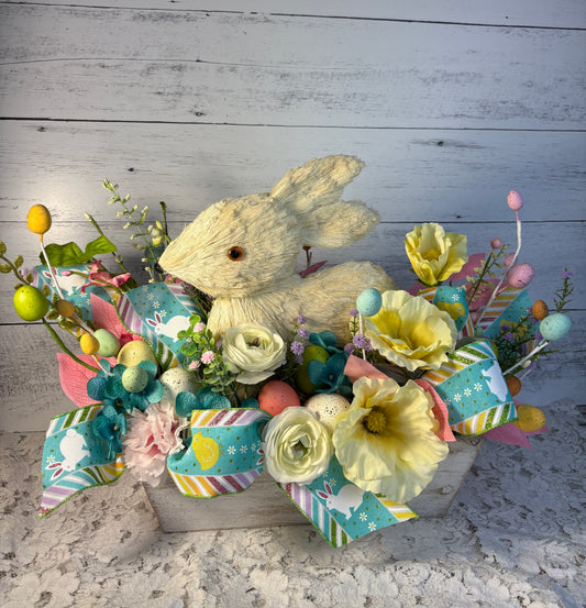 Whimsical Bunny & Floral Spring Centerpiece