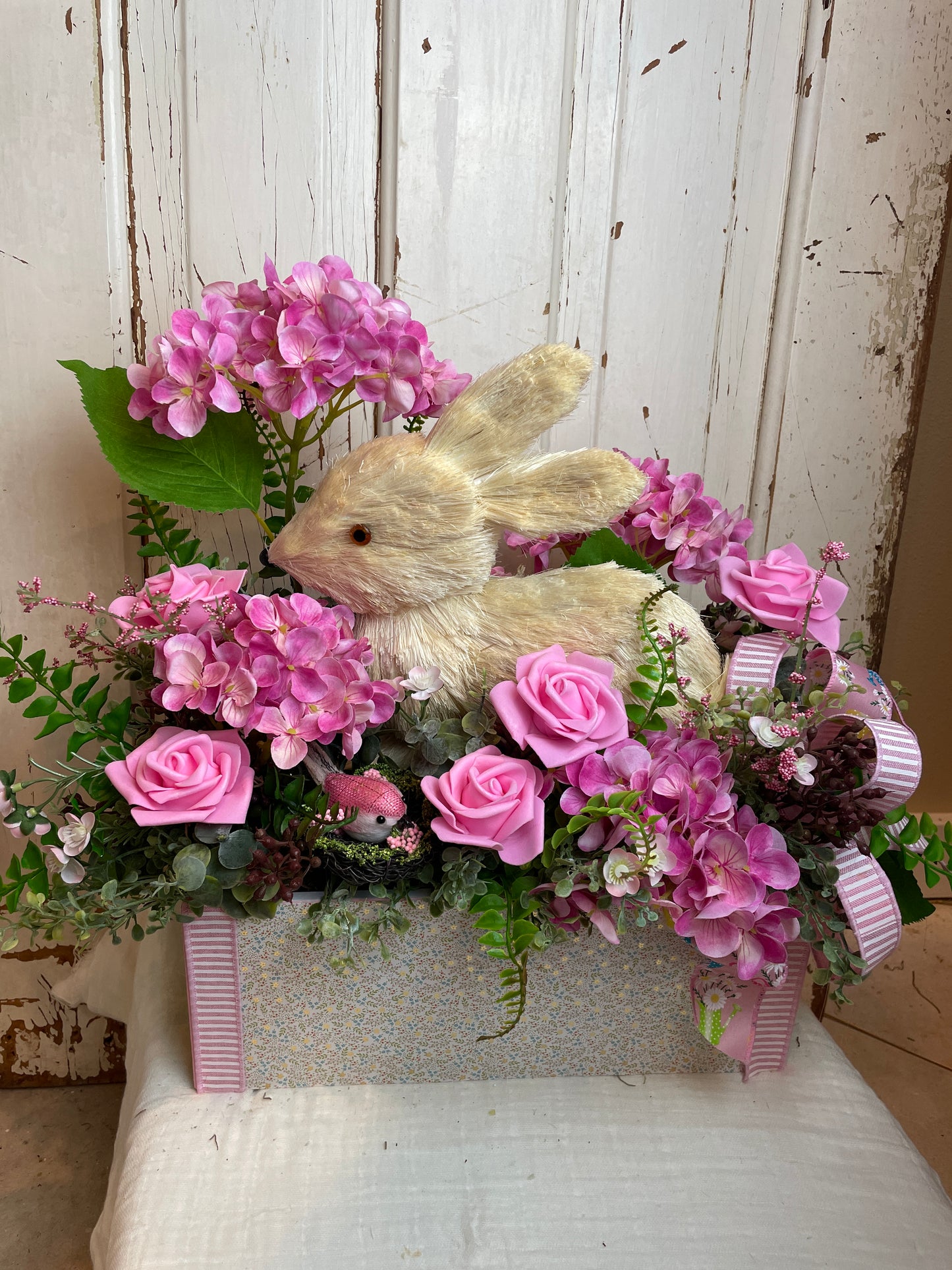 Bunny and Florals Table Centerpiece