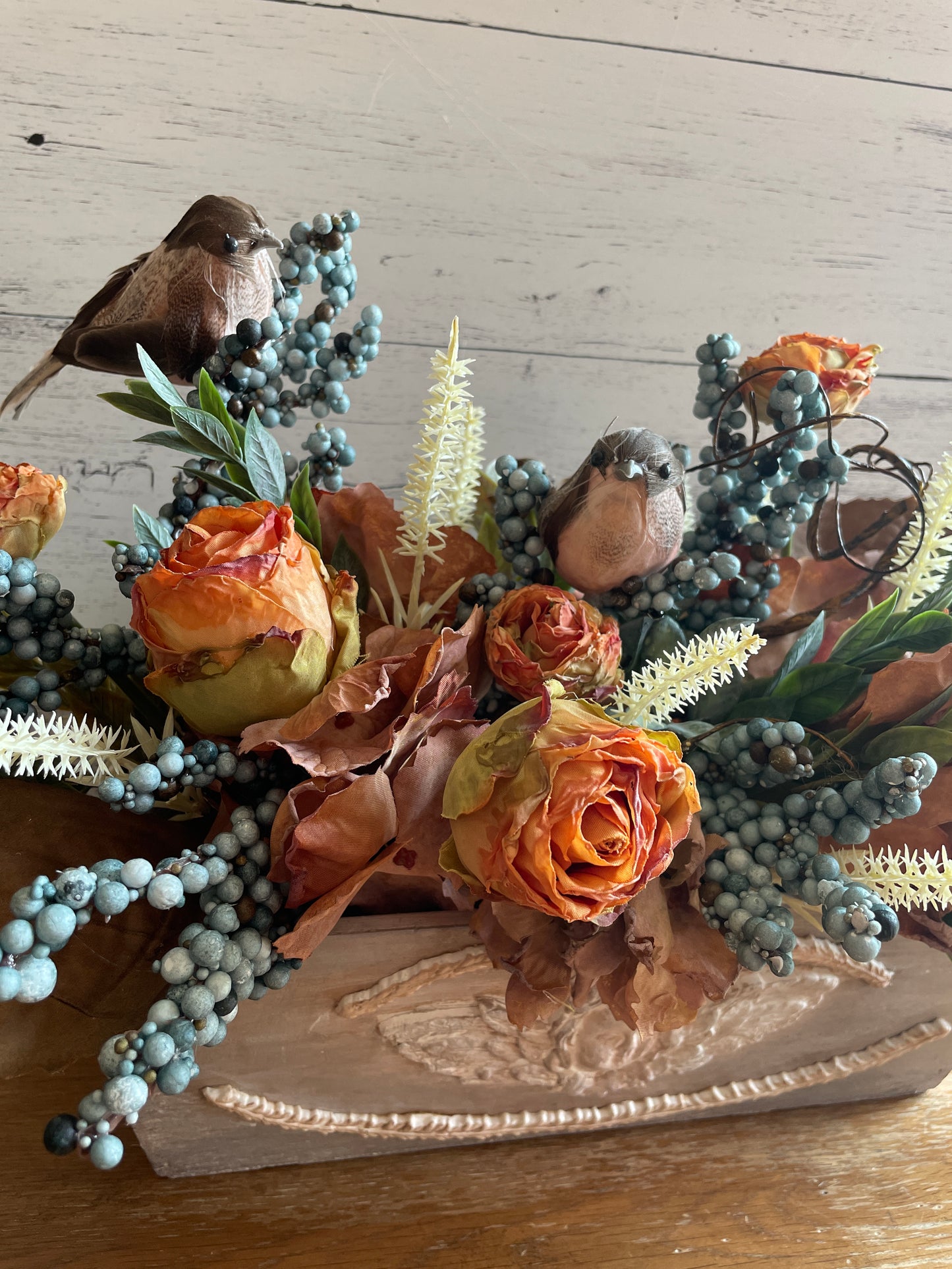 Fall Floral Decor with birds