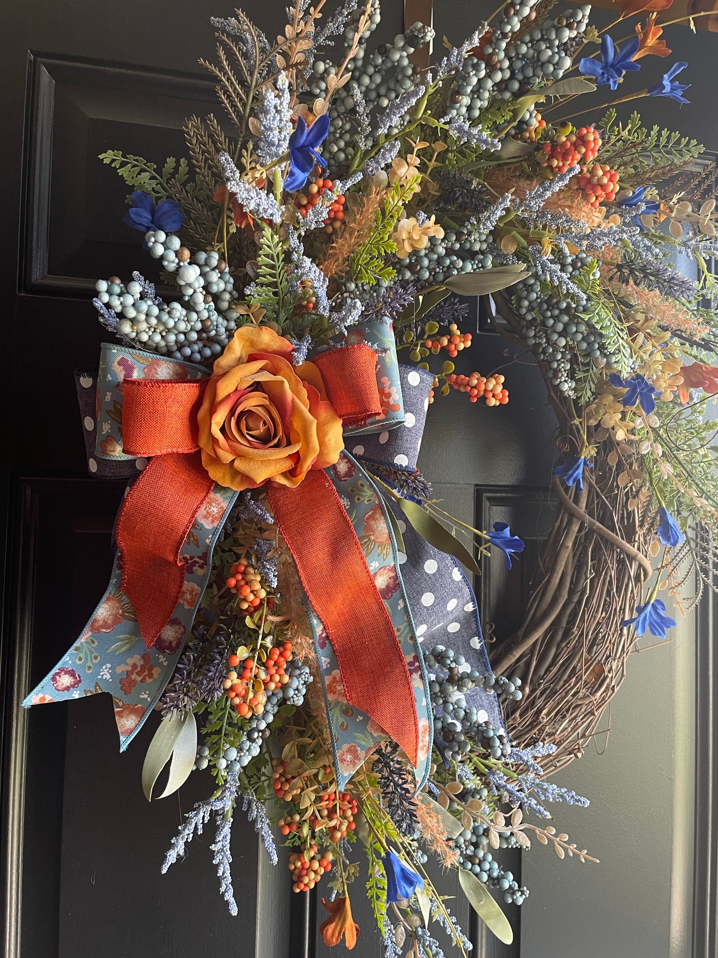 Blue and Orange Fall Wreath