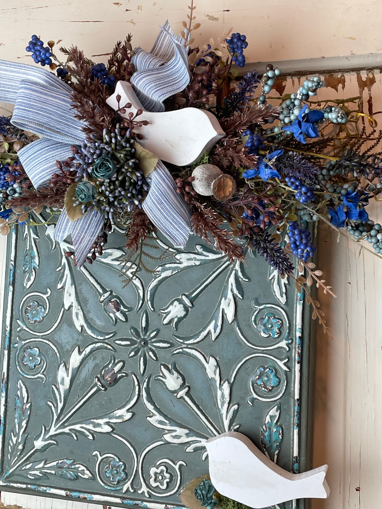 Vintage wall tile decor with florals