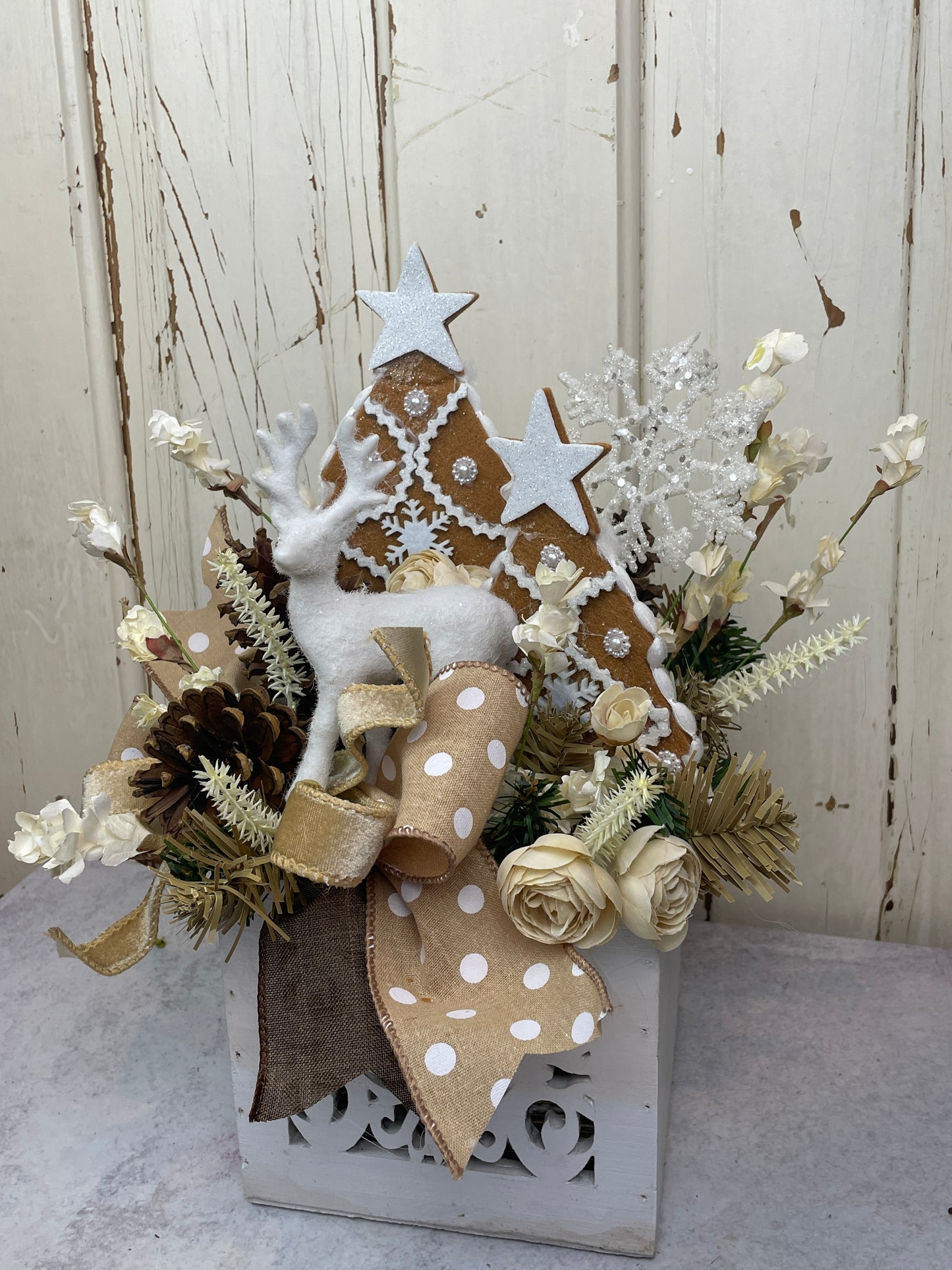 Rustic Deer and Gingerbread Arrangement