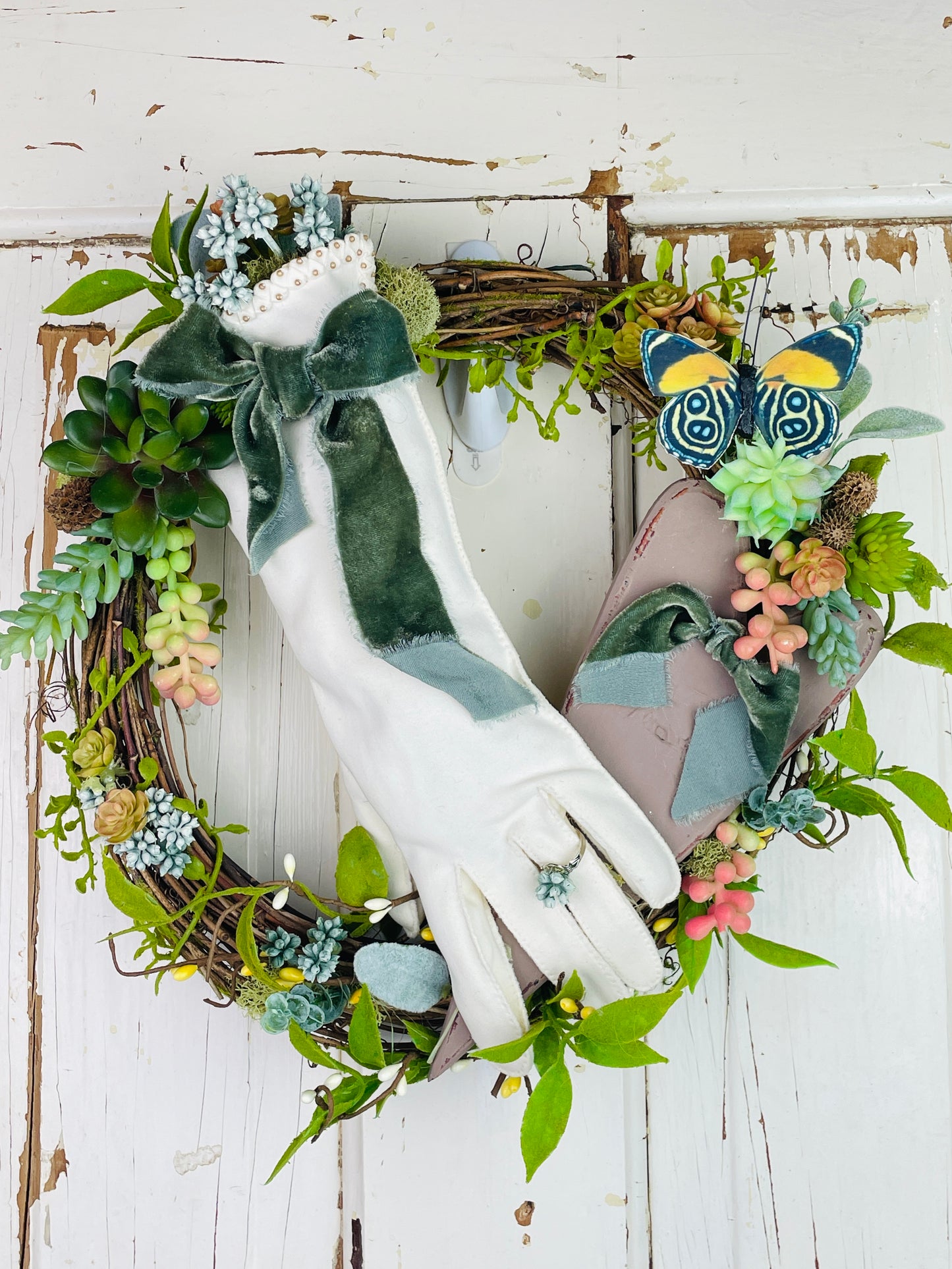 Vintage-Inspired Garden Wreath with Succulents