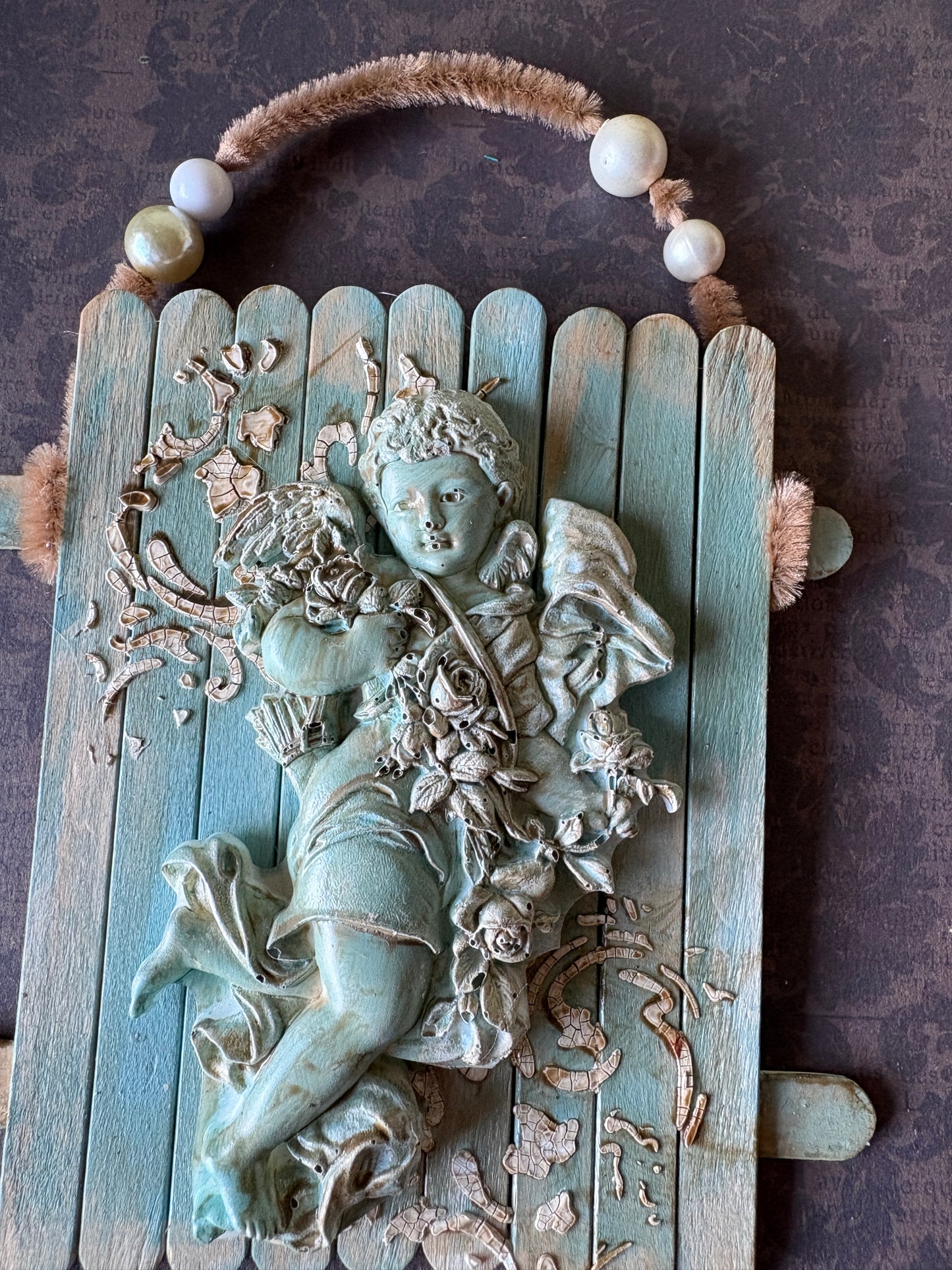 Cherub Wall Art — Celestial Mixed-Media Decor