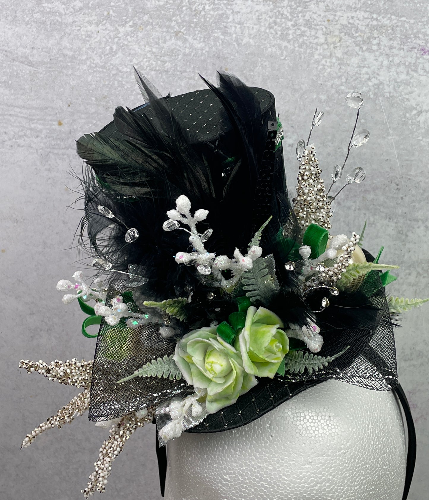 Floral Fascinator with Green Elegance