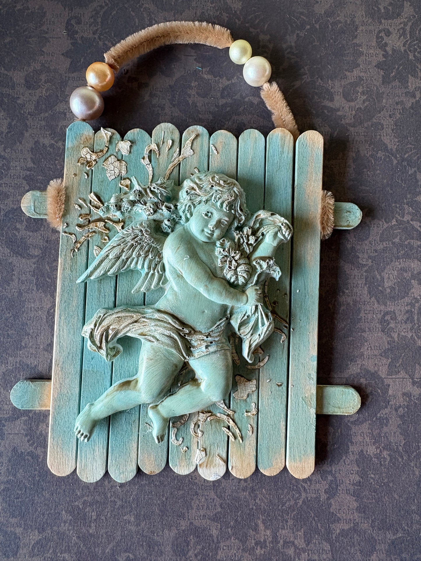 Cherub Wall Art — Celestial Mixed-Media Decor