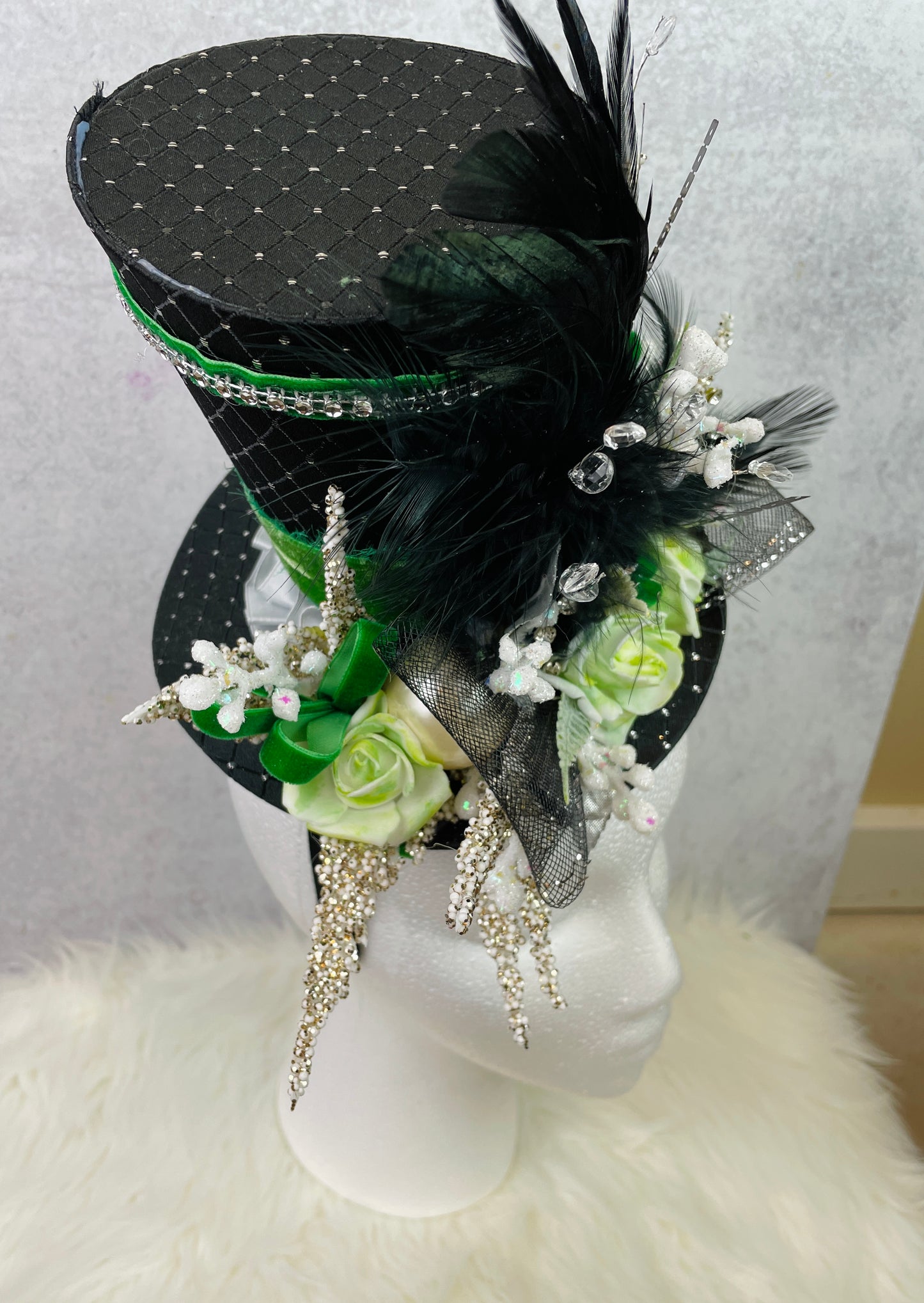 Floral Fascinator with Green Elegance