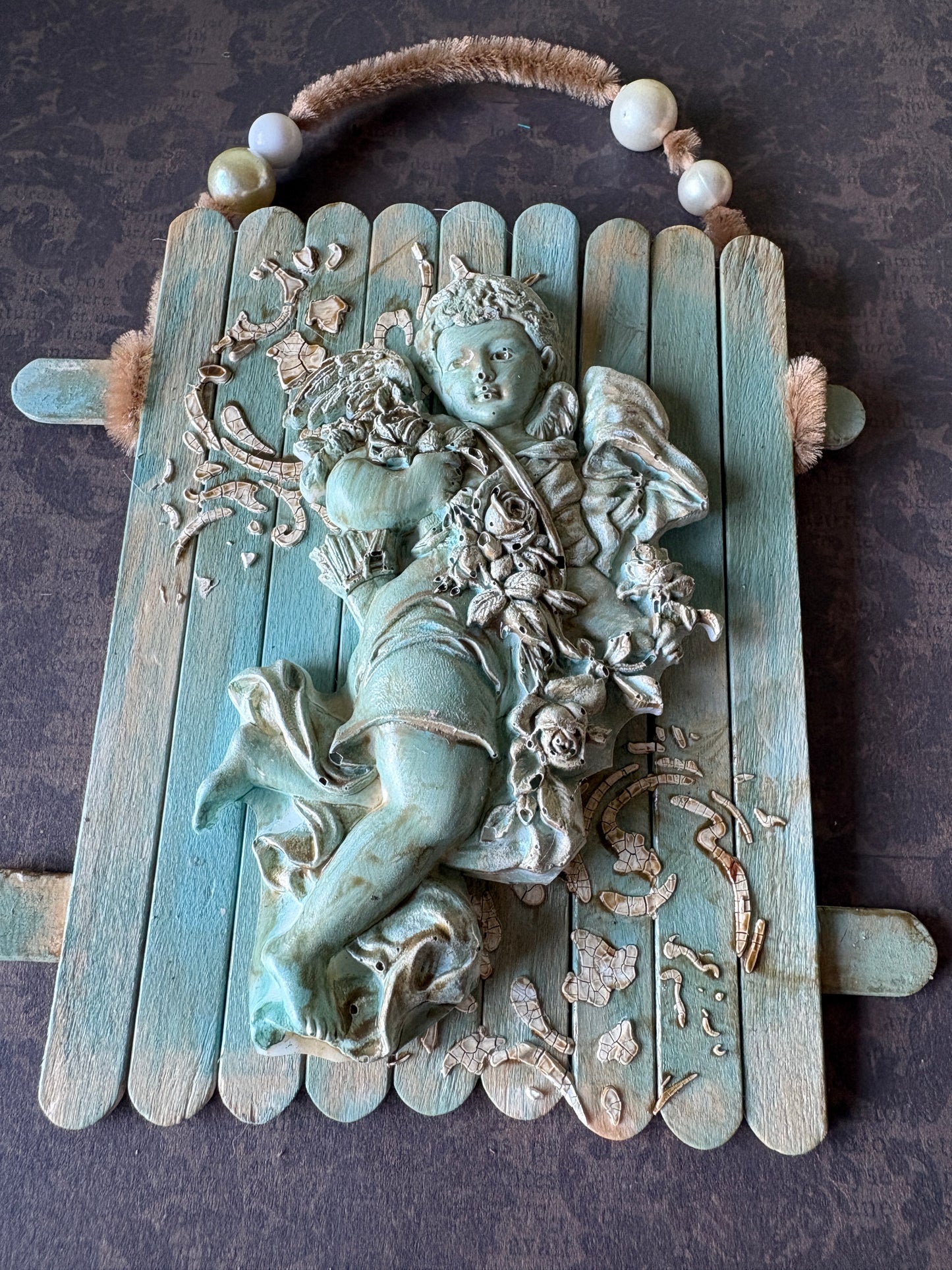 Cherub Wall Art — Celestial Mixed-Media Decor