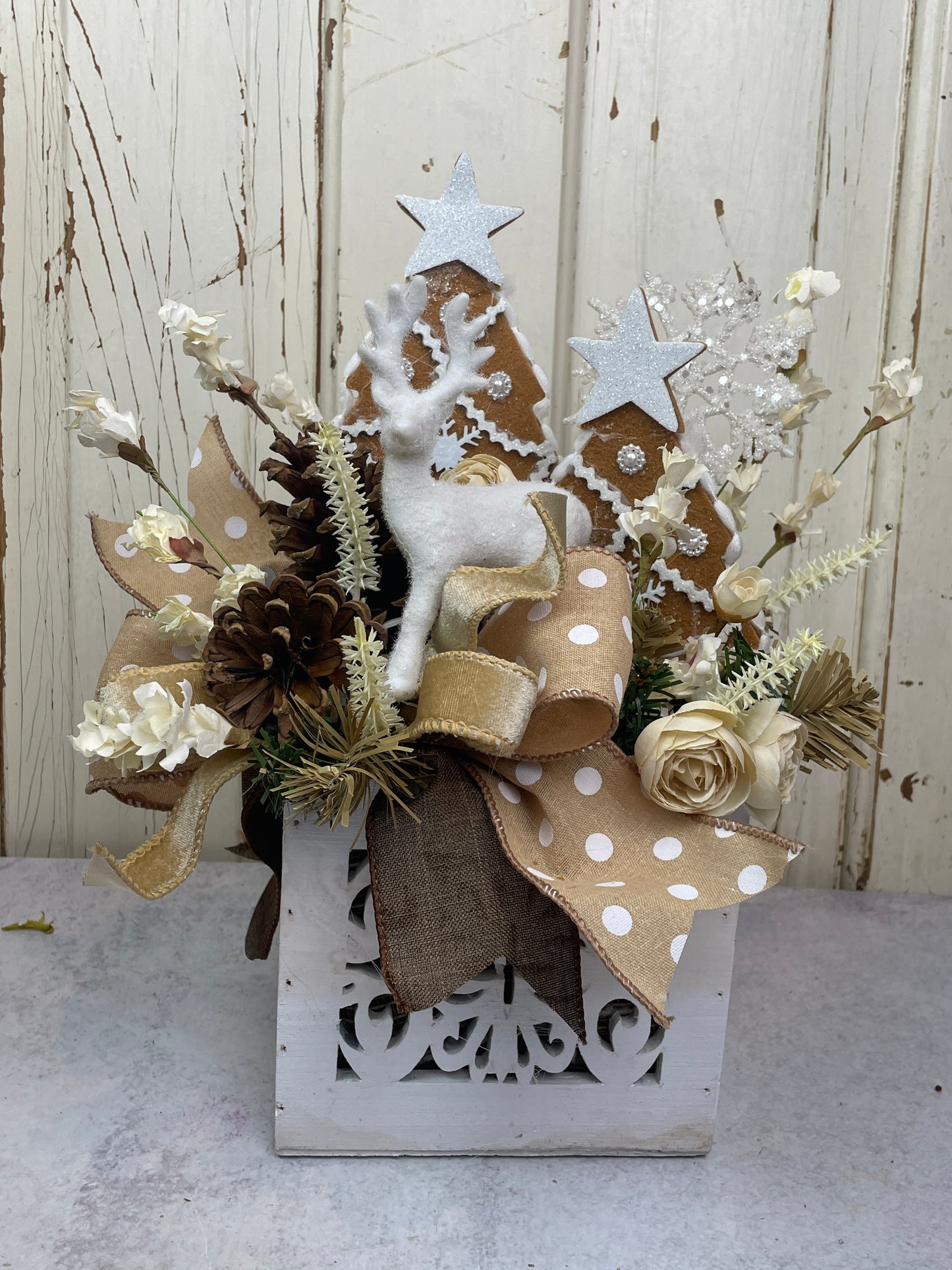 Rustic Deer and Gingerbread Arrangement