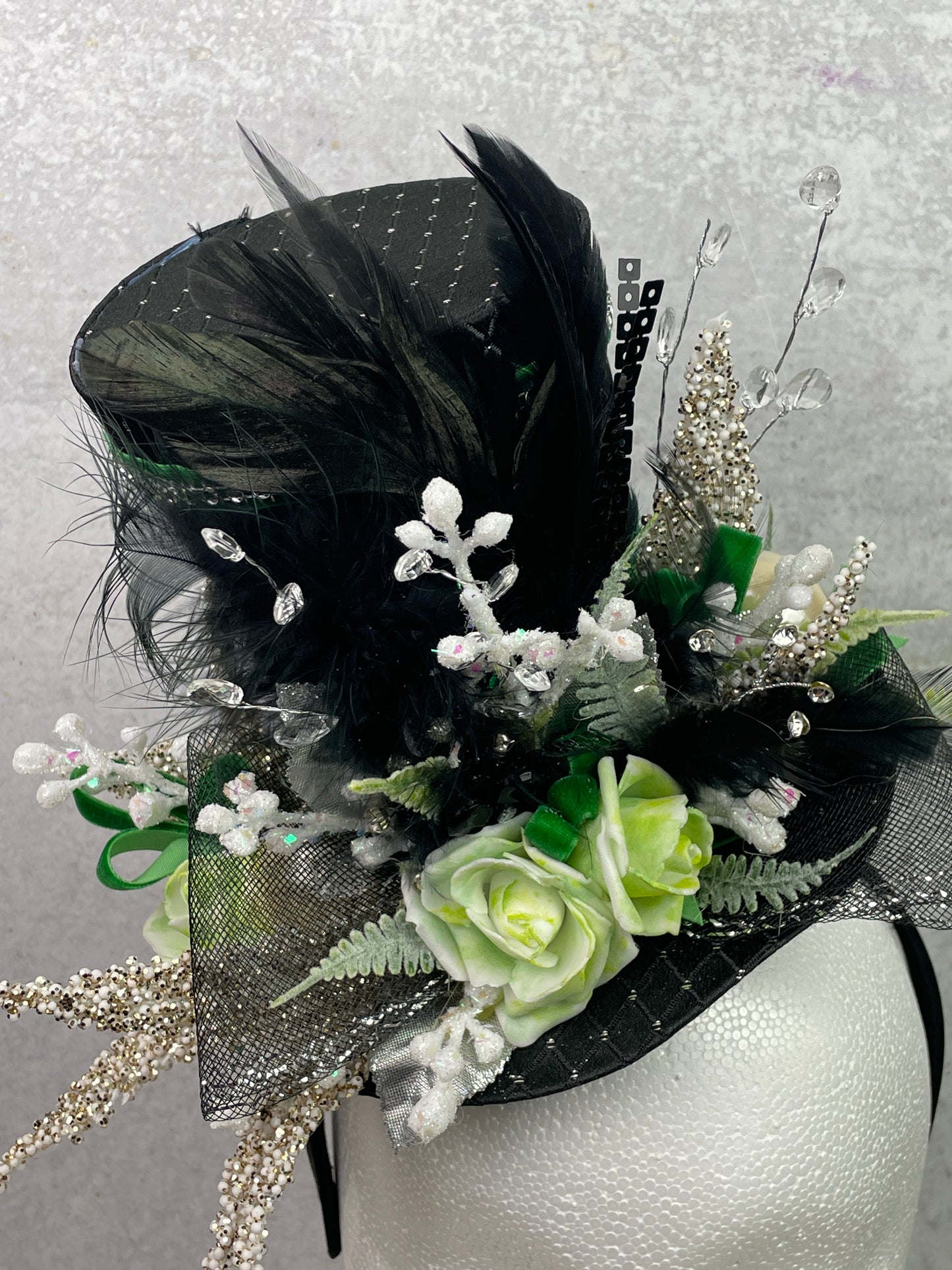 Floral Fascinator with Green Elegance