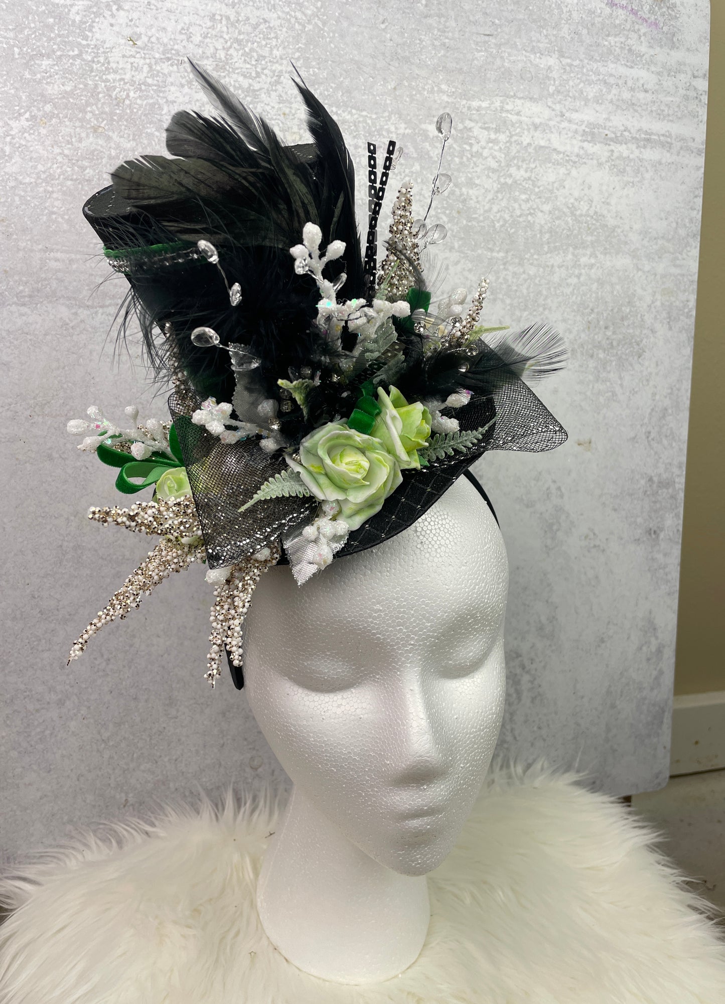 Floral Fascinator with Green Elegance