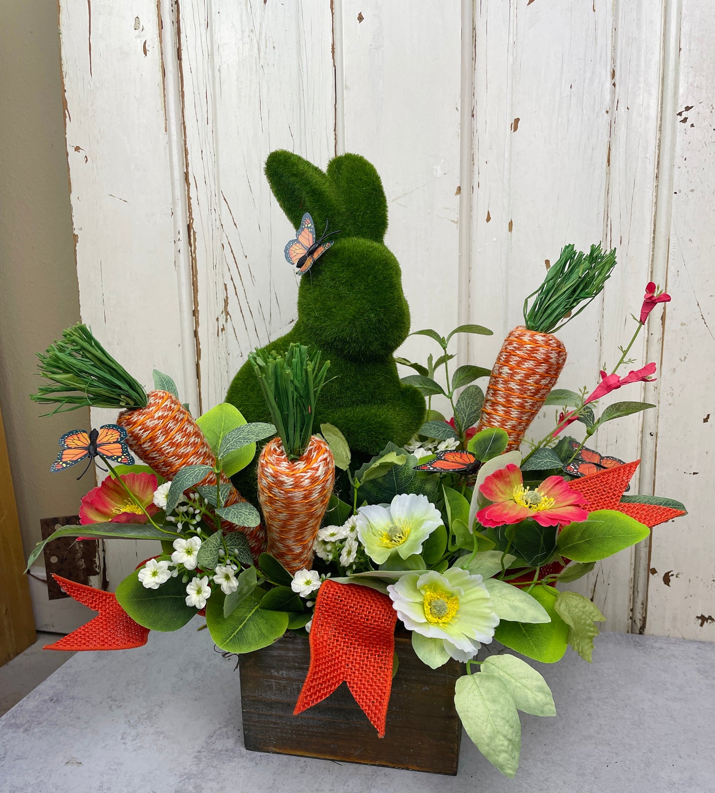 Garden Bunny with florals and carrots