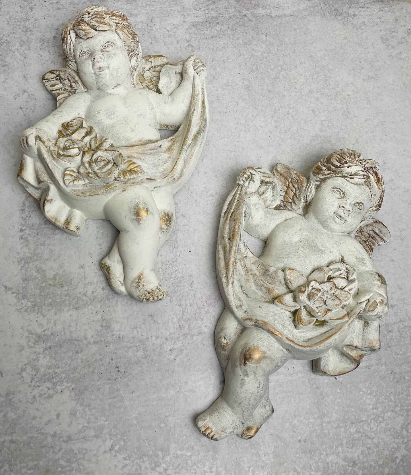 Vintage chalkware cherubs